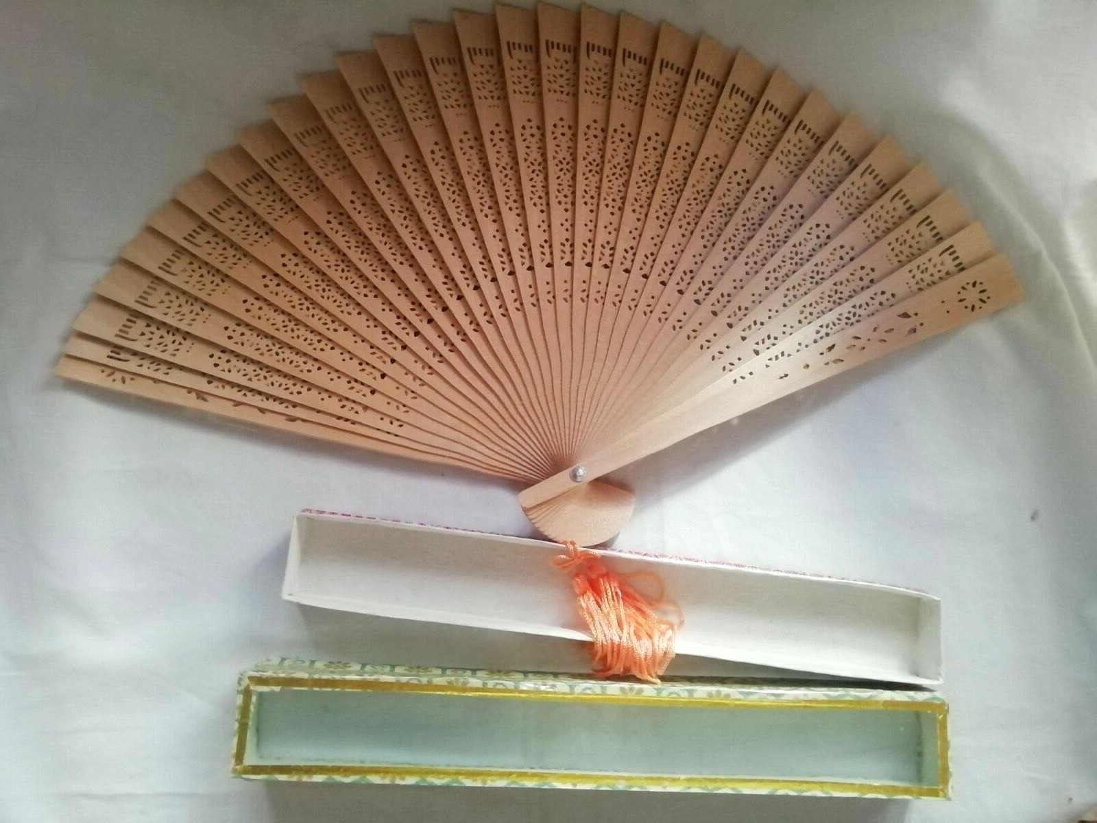 Typical Spanish Fan Wood Salmon Tassel New Size 23X40 Cm Christmas Gift