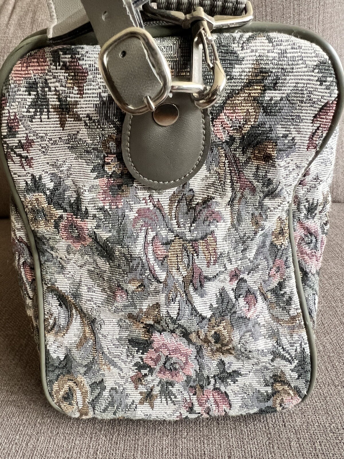 Airway Bag Tapestry Grey Green Carry On Over The Shoulder. Clean Inside Out.