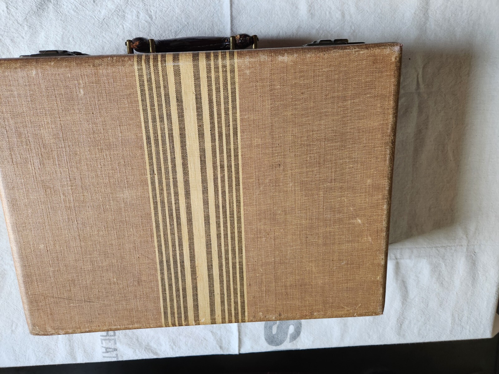 Vintage Stripped Hard Sided Cosmetic Suitcase