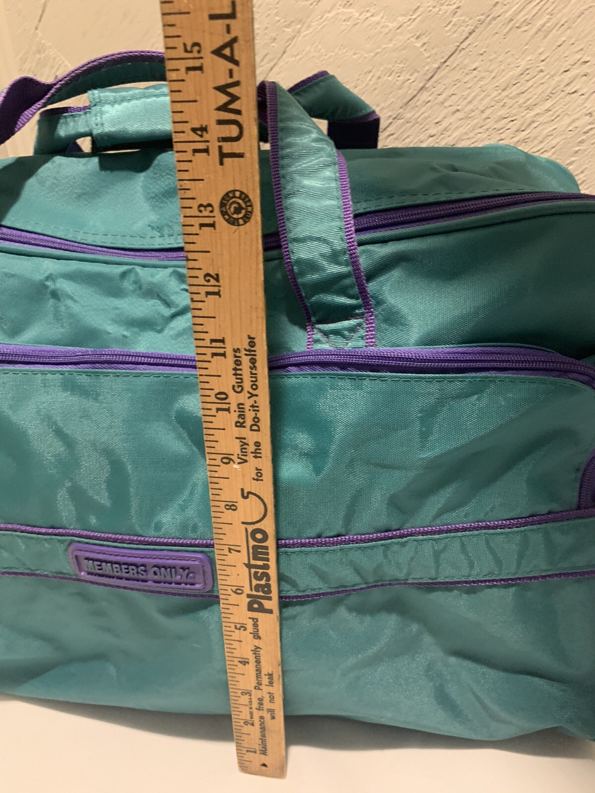 Members Only Bag Vintage 80s Duffel Bag Suitcase Teal and Purple
