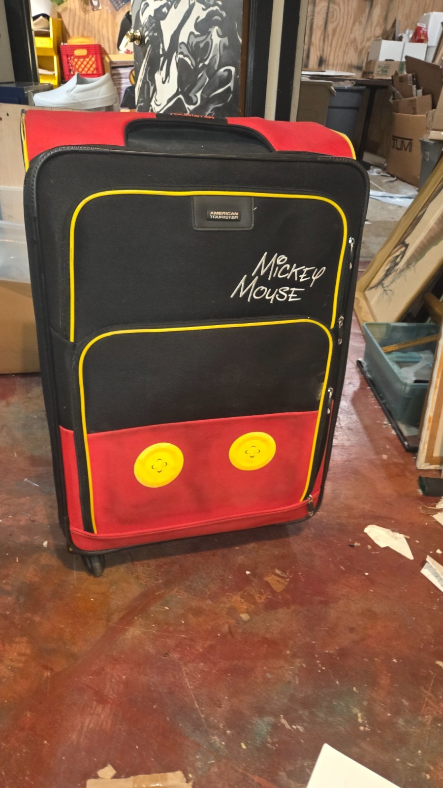 Disney Mickey Mouse 2 Pc Traveling Rolling Luggage Suitcase American Tourister