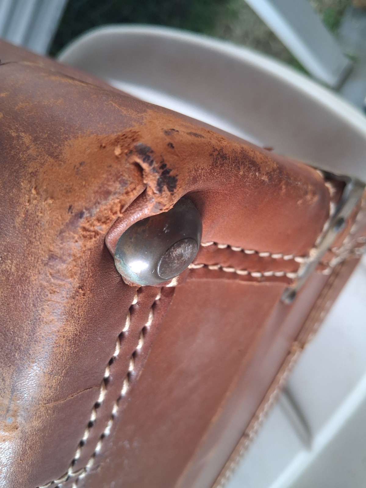 Vintage Platt Gaurdsman Full Cowhide Leather Suitcase 1940’s MCM