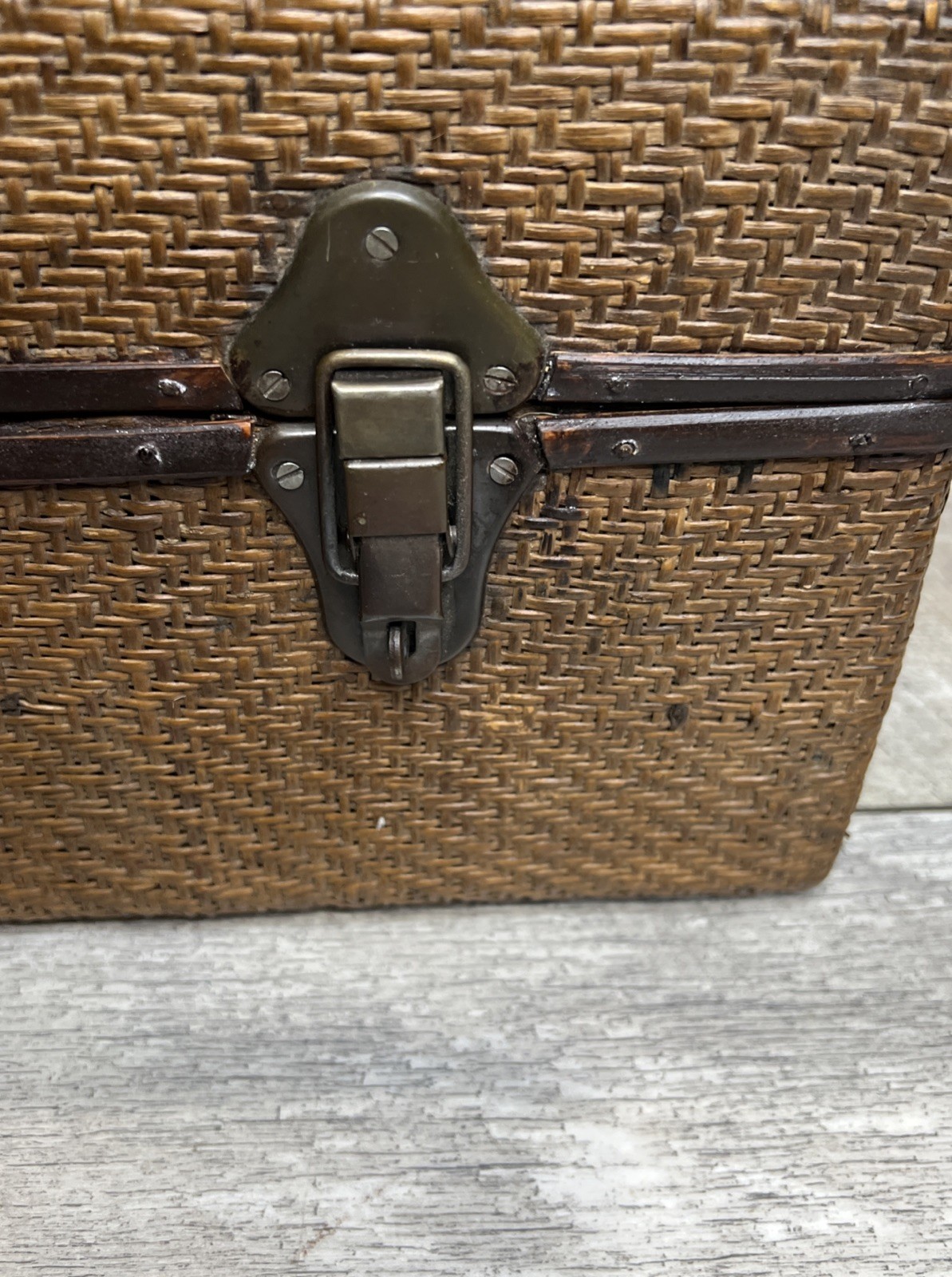 Antique Indian Suitcase Handmade Rattan Basket Luggage Trunk Train Case – RARE