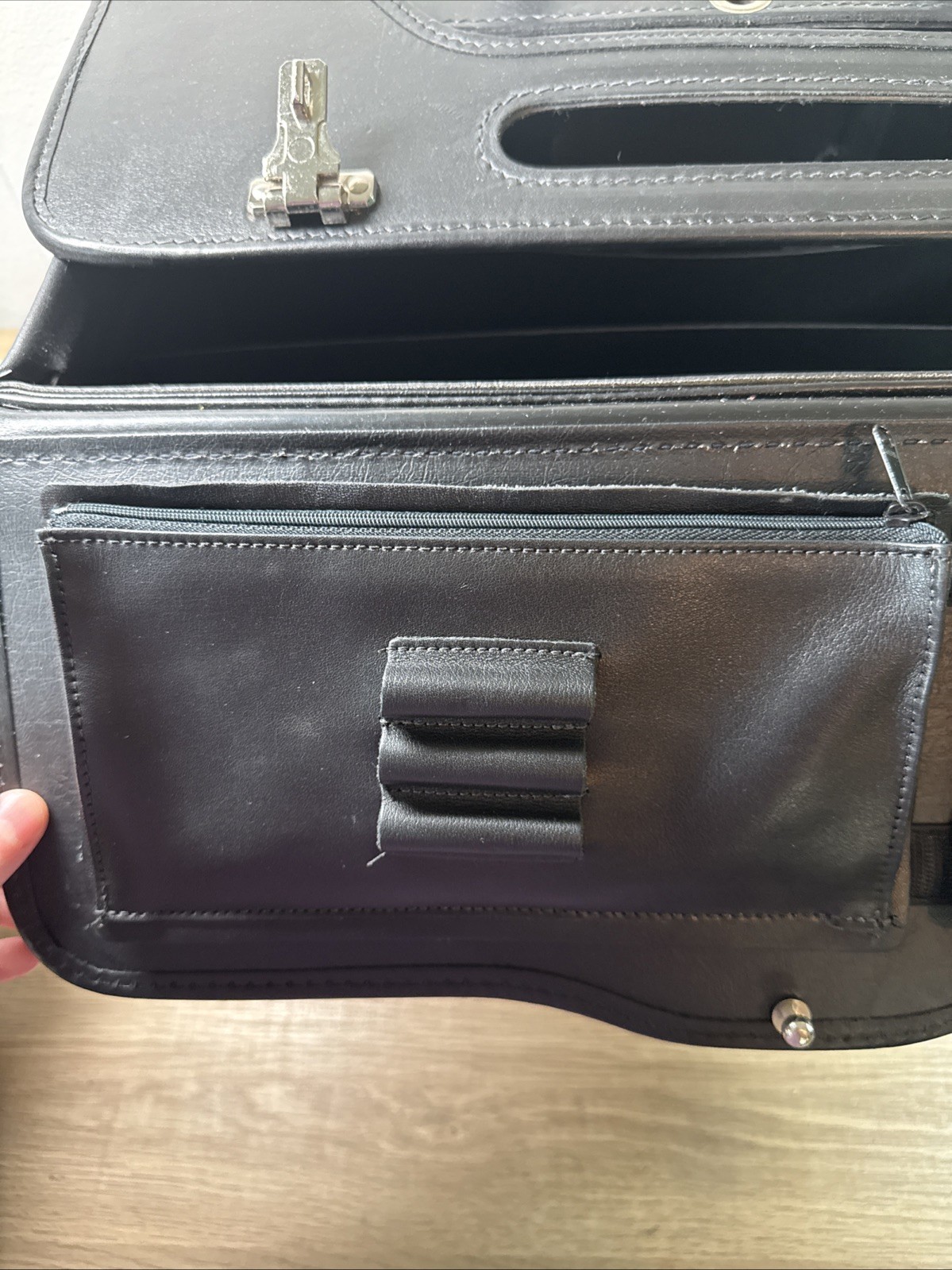 Korchmar Black Leather Attache Briefcase for Lawyers, Pilots, and Physicians