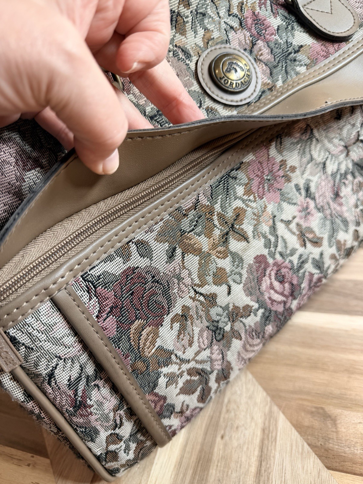 VTG 80s Jordache Floral Tapestry Travel Carry On Luggage Duffel Bag Twee Boho