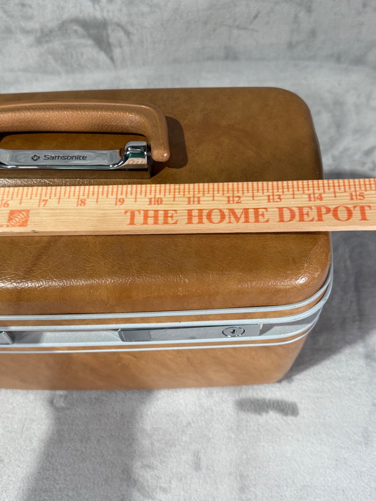 Vintage Samsonite Hard Shell Train Case Vanity Makeup Travel Luggage TAN W/ Keys