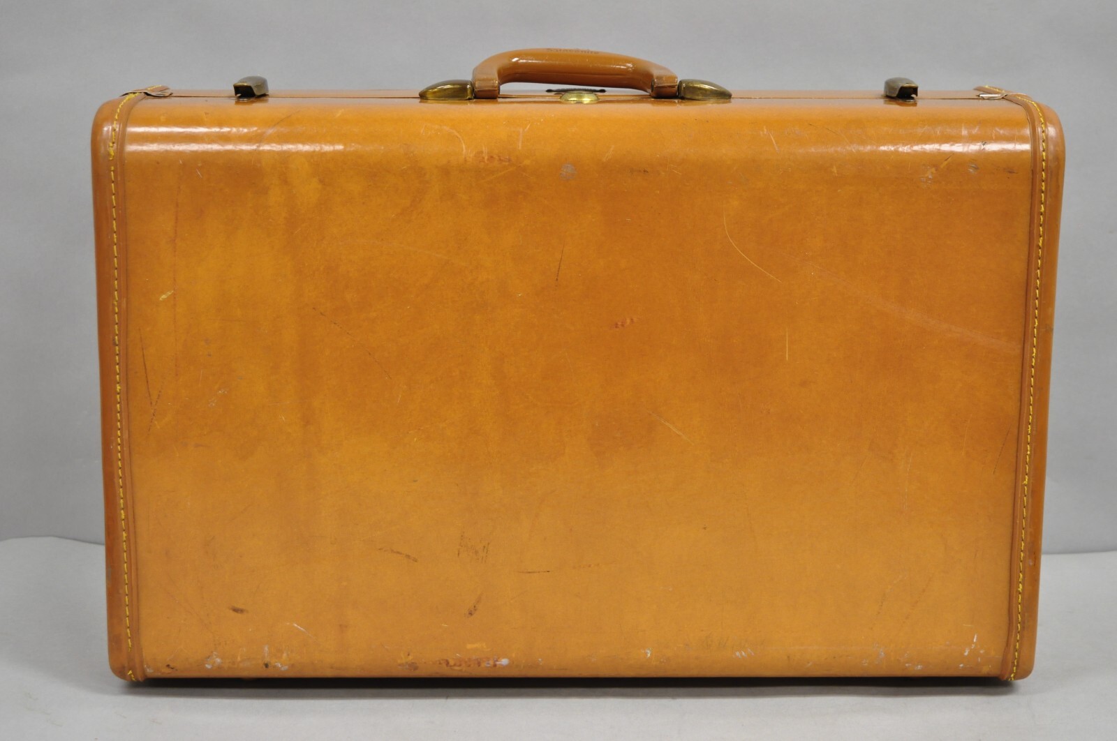 Vintage Samsonite Art Deco Brown Leather Hardcase 21″ Suitcase Luggage Bag