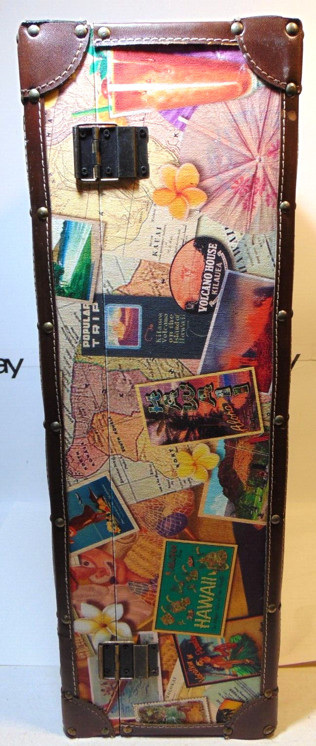 Tropical Island Luggage Theme Hawaii Travel Suitcase Vintage Waikiki Rainbow