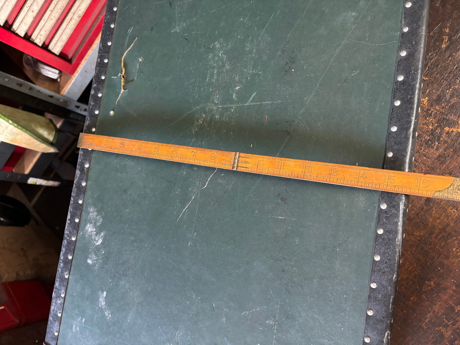 Antique Suitcase Riveted Binding Brass Hardware 1920’s Heritage Green & Black