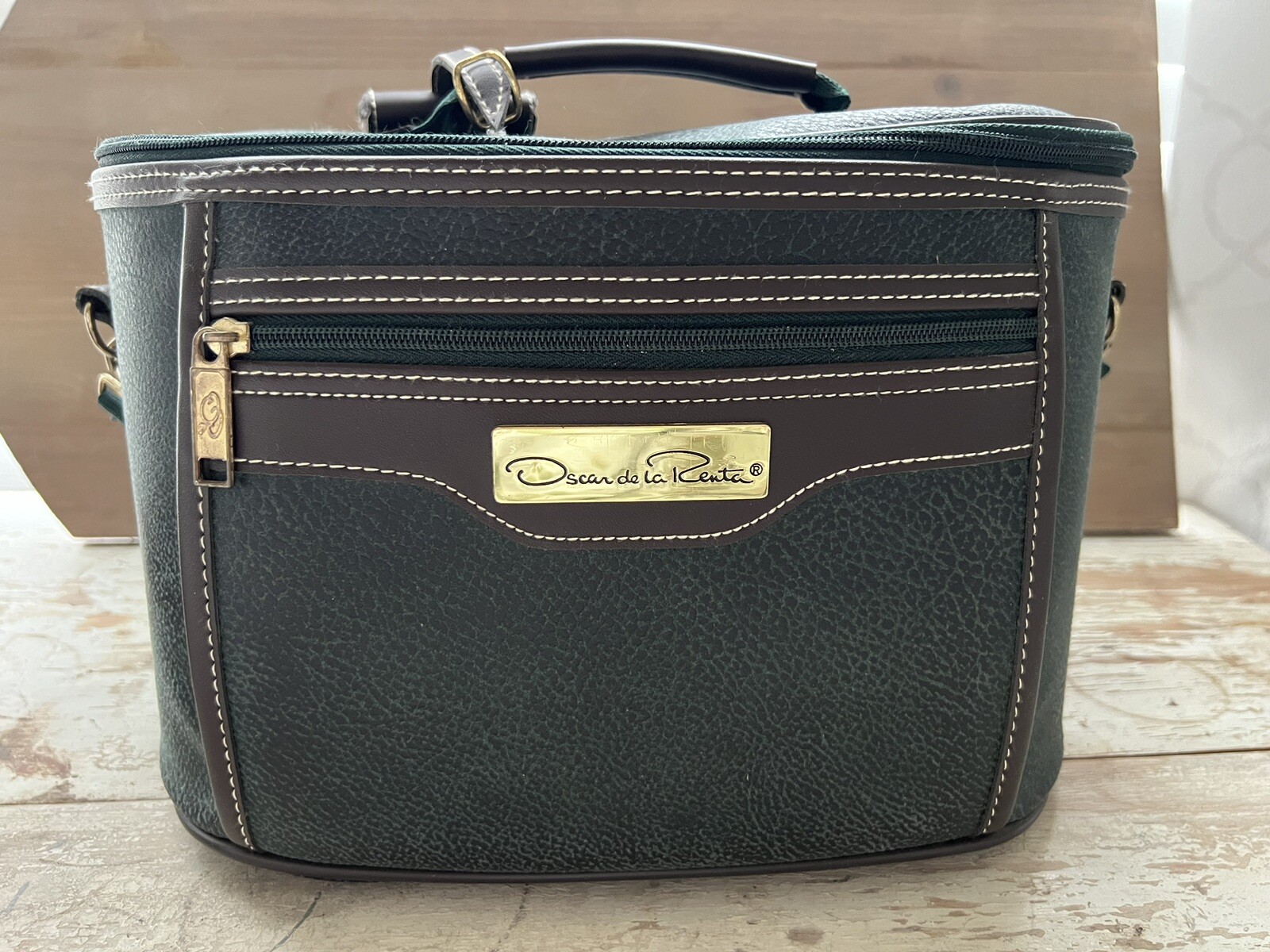 VTG Oscar de La Renta Train Case Luggage Travel Cosmetics Toiletry Bag Plane G9