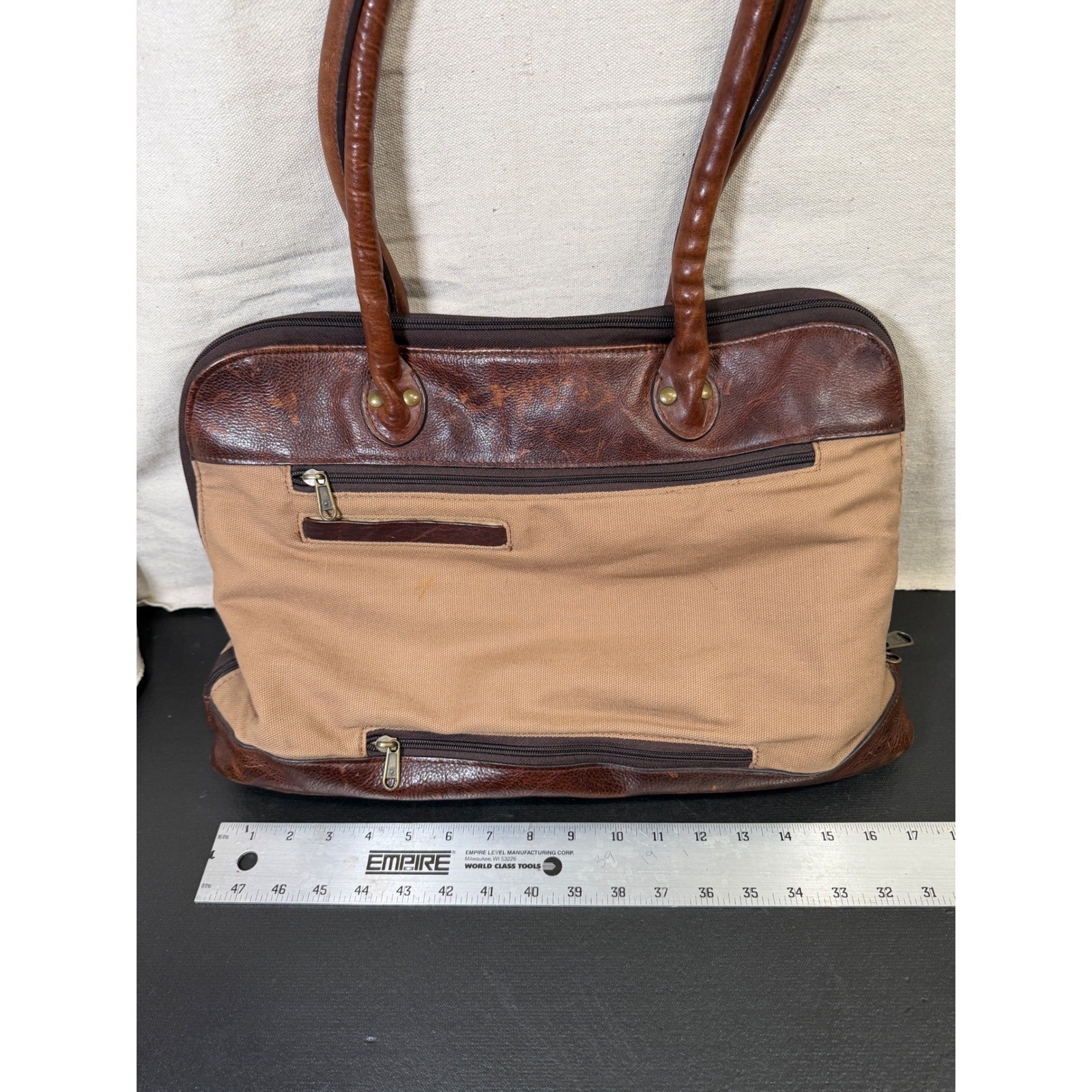 Duluth Trading Co Travel Bag Unisex Large Brown Vintage Canvas Leather Trolley
