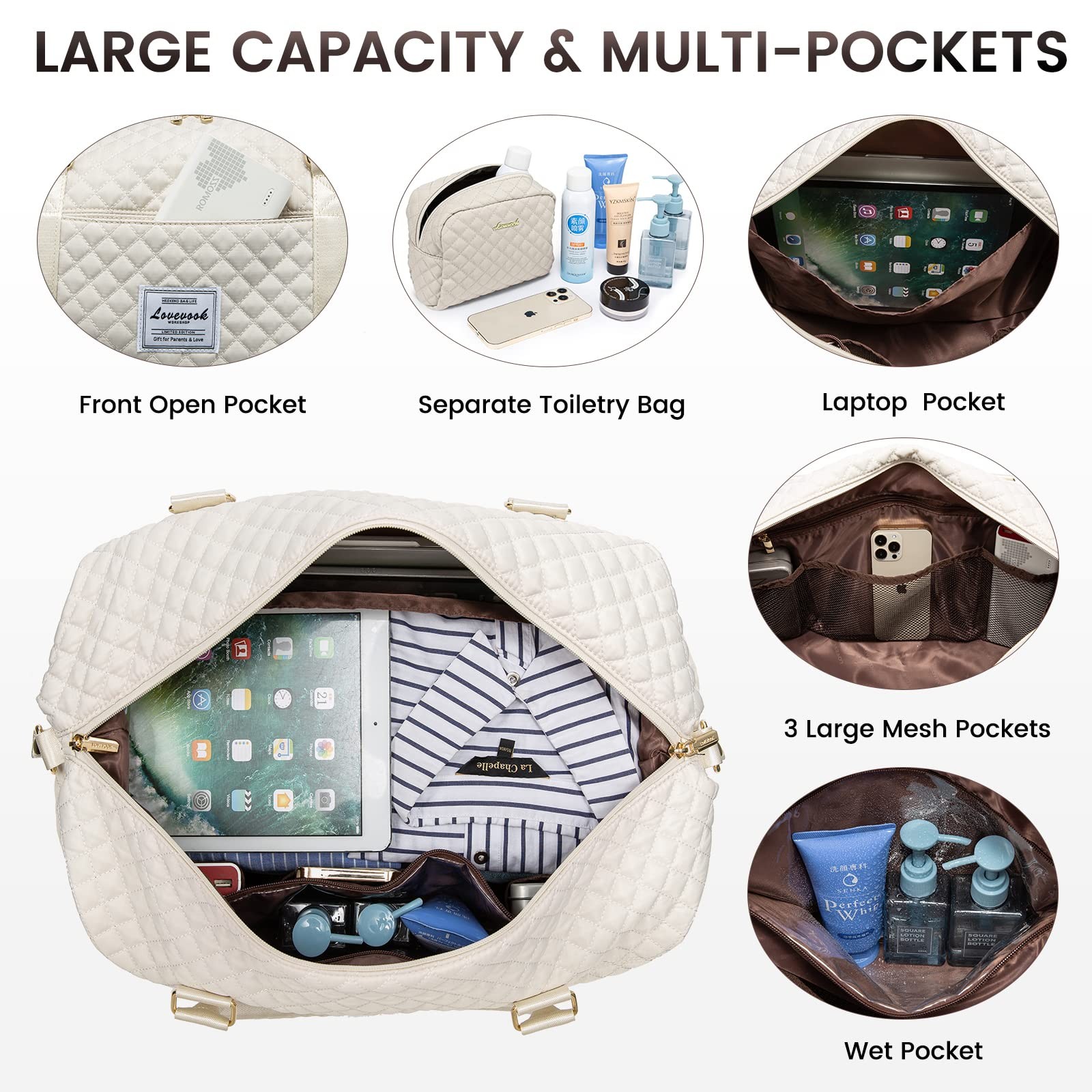 Lovevook Travel Duffle Bag Weekender Bags For Women Shoe Compartment Carry On