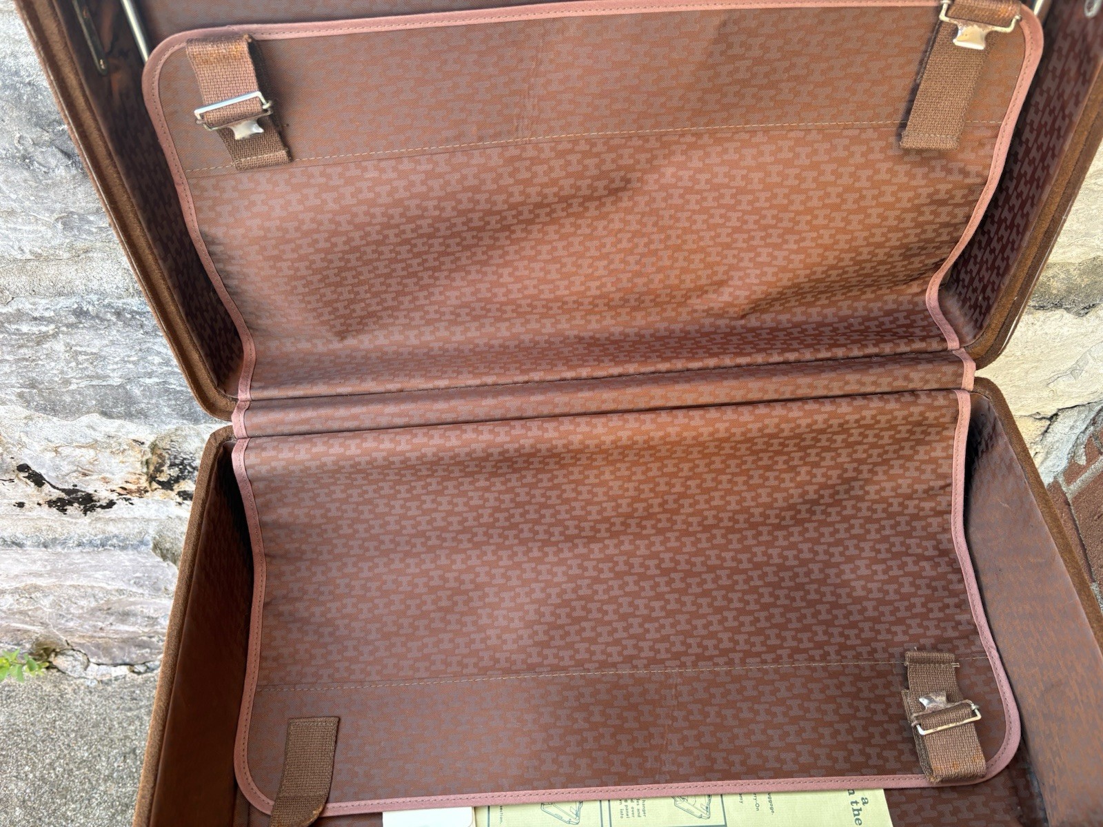 VTG 60s MCM Hartmann Belted Brown Leather Suede Suitcase 21”x12”x7” Key Luggage