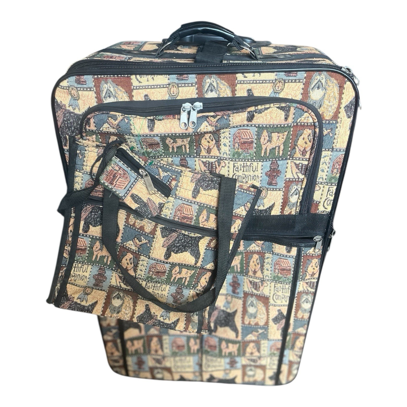 Large, Vintage, Faithful Companion Suitcase, With Tote And Change Purse, By Jade