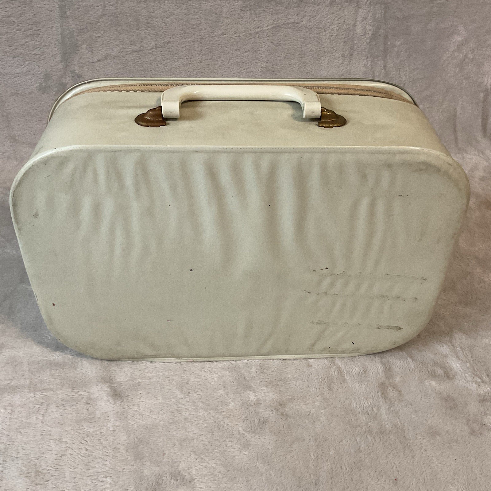 Vtg Suitcase Miss Traveler 1950s Kid Luggage Suitcase Overnight Girl Bike Poodle
