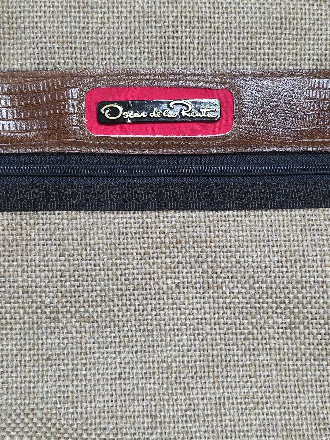 Vintage Oscar De La Renta Tan & Brown Tweed Folding Garment Bag Designer Luggage