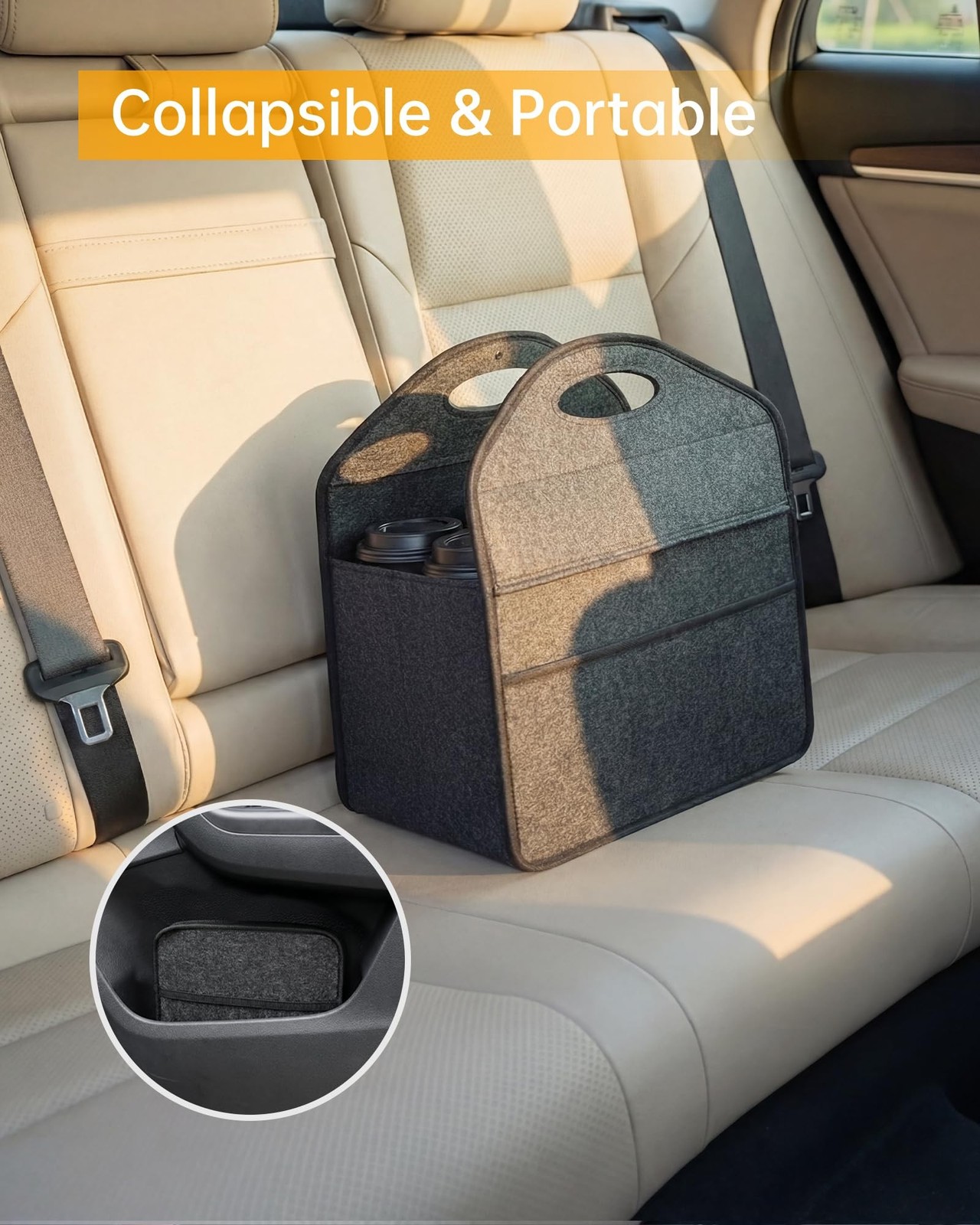 6 Cup Drink Carrier with Handle, Portable Felt Reusable Cup Holder for Hot & …