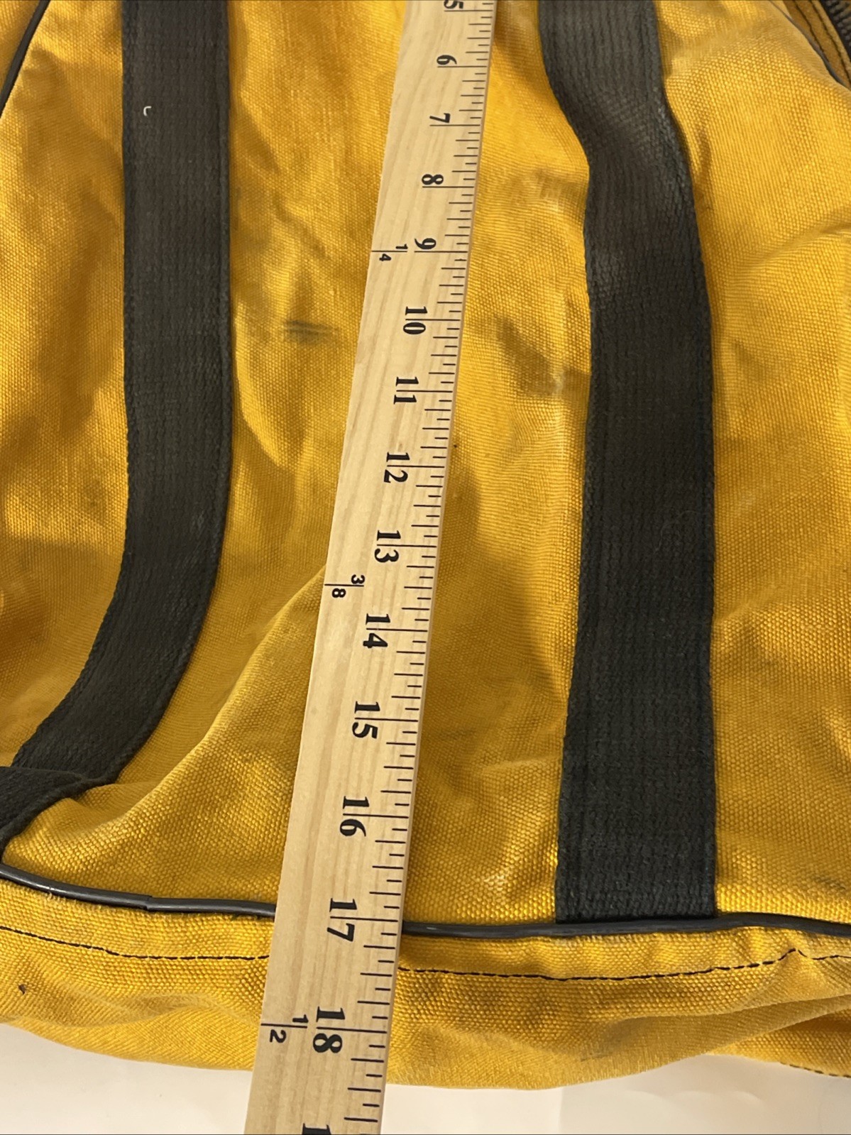 Vintage distressed gold yellow Boyt Iowa zip Canvas bag Trashed