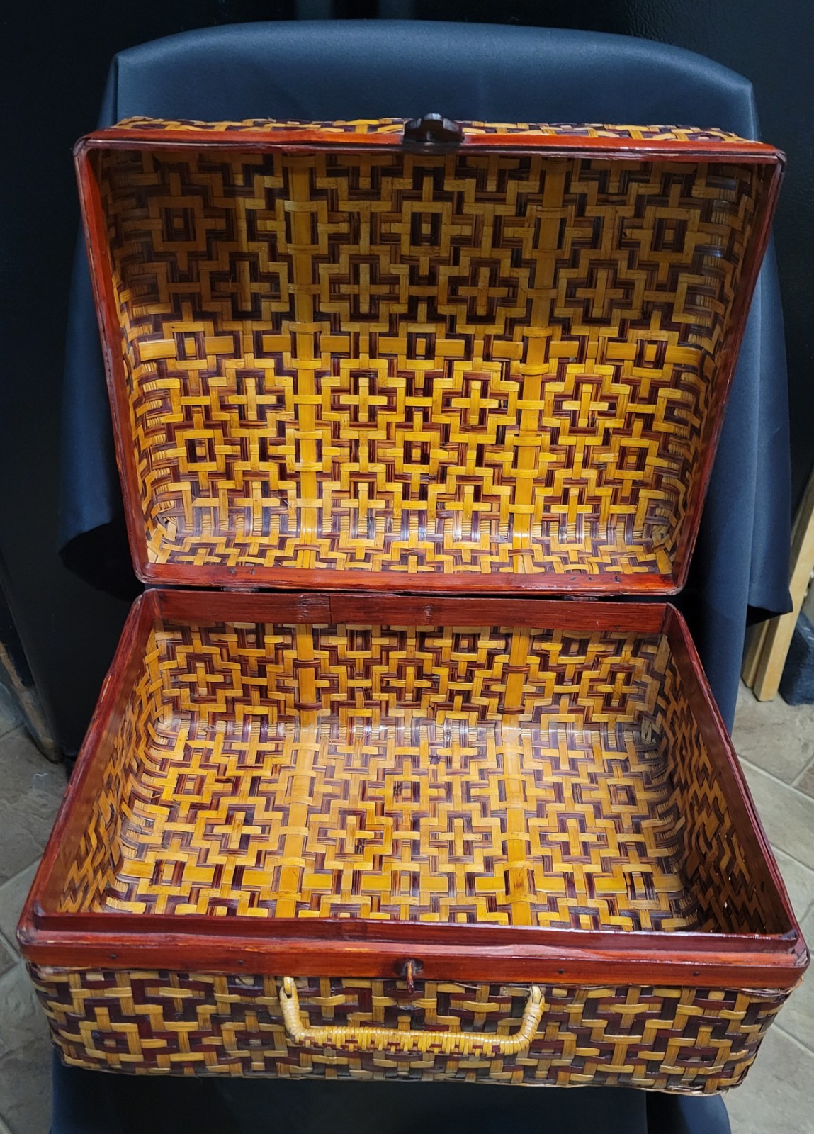 Vintage 1970’s Chinese Wicker Suitcase