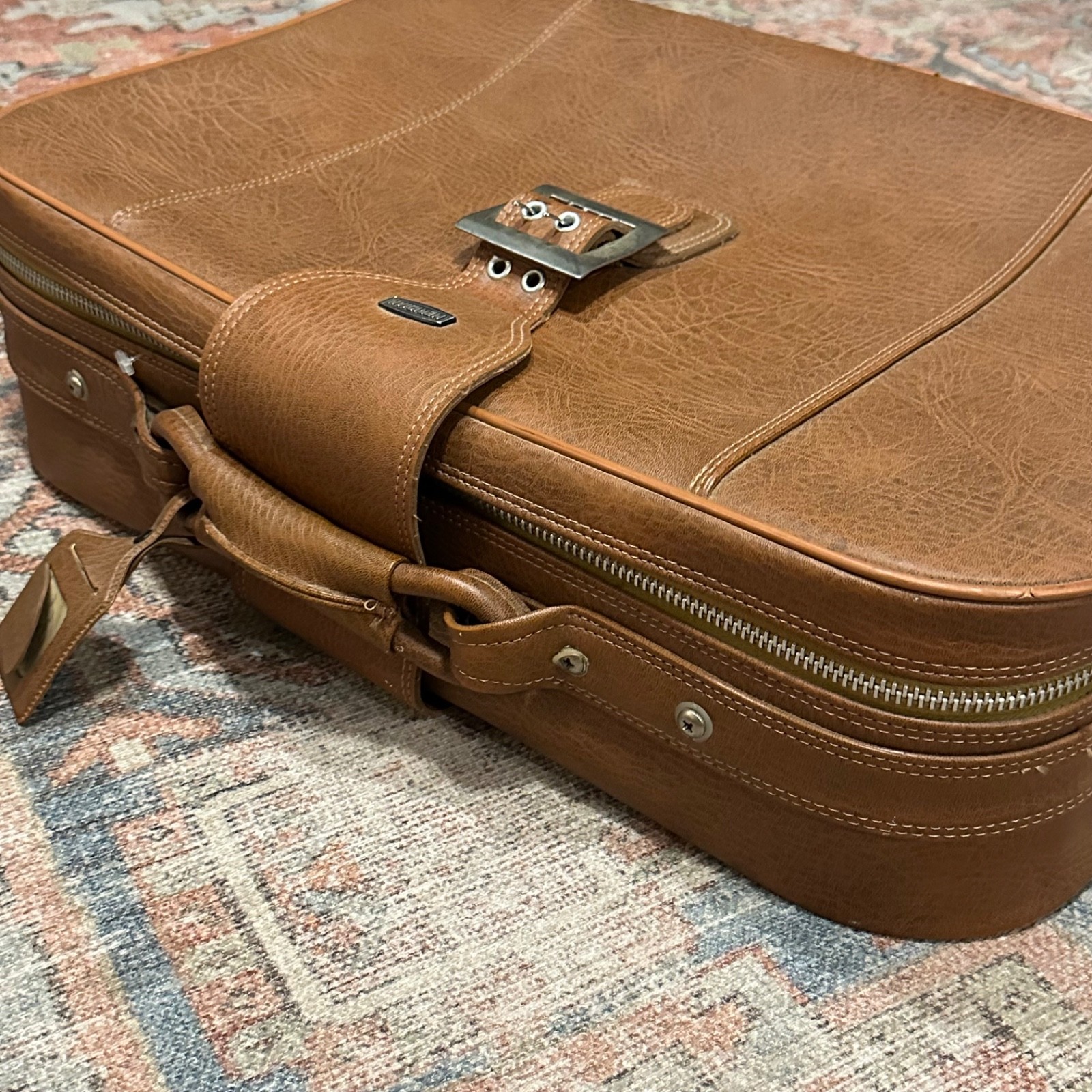 Vintage Meridian Suitcase Brown Textured With Buckle and Handle In Great Shape