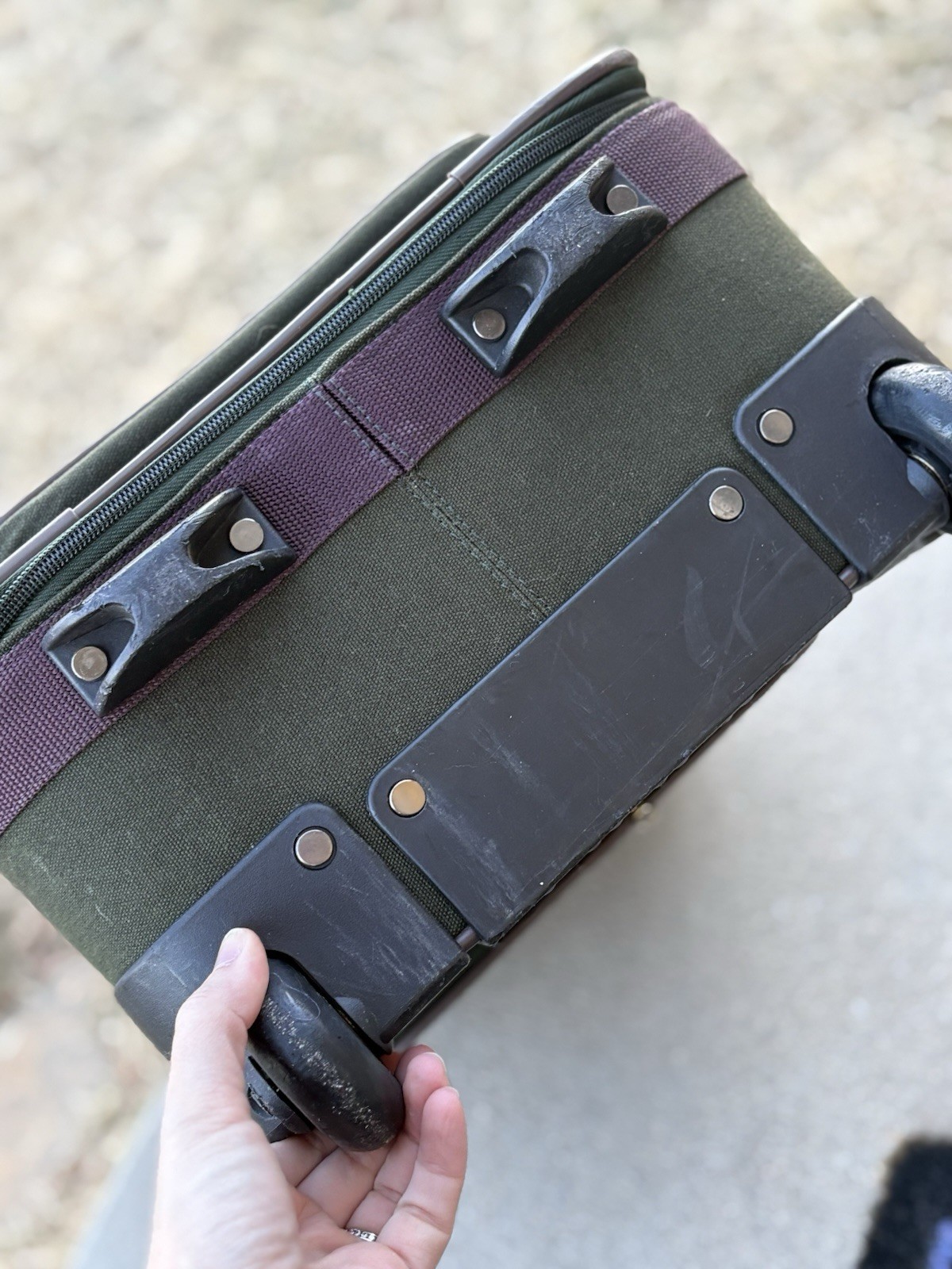 Vintage Orvis Battenkill Luggage Bag Rolling Suitcase Upright Carry On Green 22”