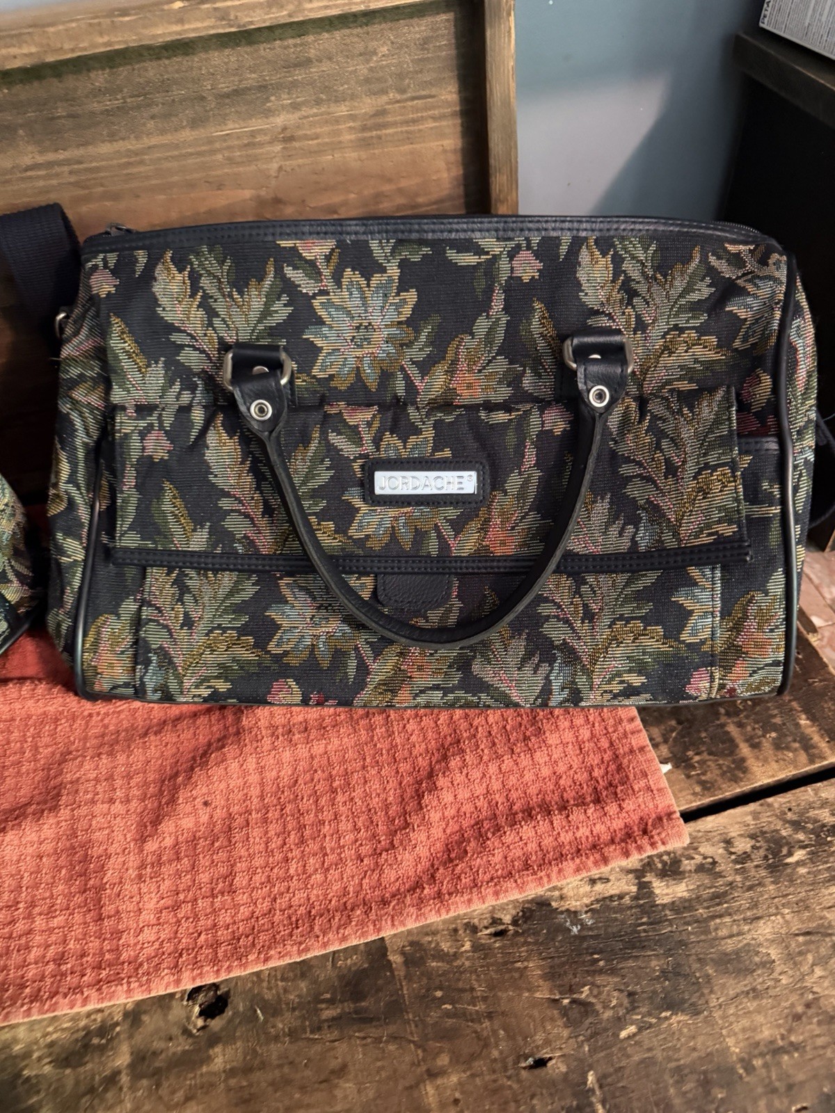 Vintage Jordache Tapestry Luggage Set 2pc Floral Travel Bag Carry On