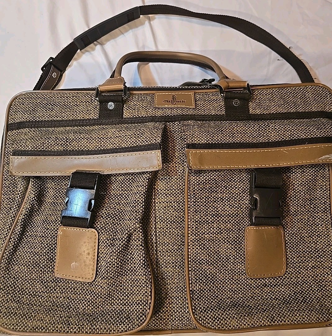 Vintage Atlantic Luggage Tweed Suitcase