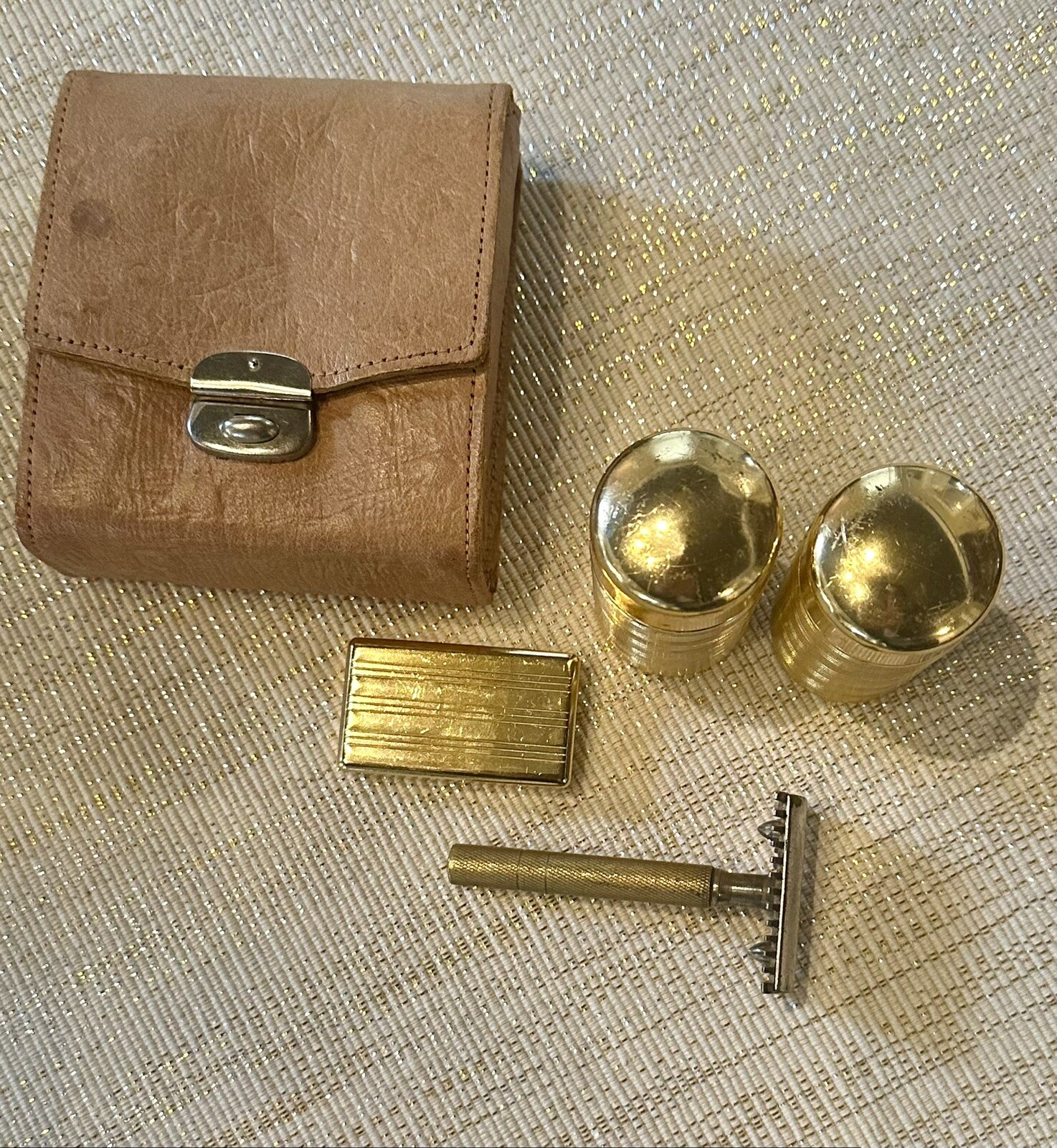 Grooming Set Hygiene Shaving Kit Vintage Travel Vanity Case Safety Razor Soluna