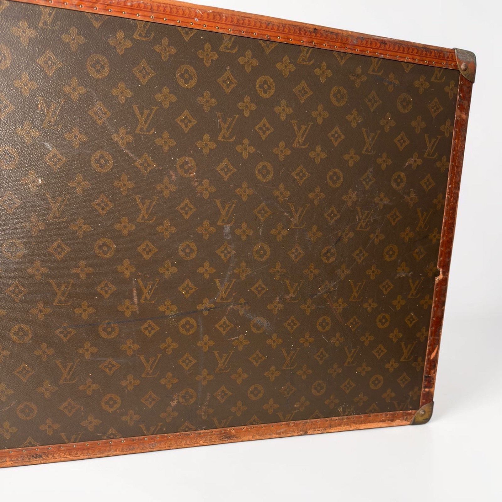Antique Louis Vuitton Monogram Travel Trunk Suitcase W Insert Circa 1930s