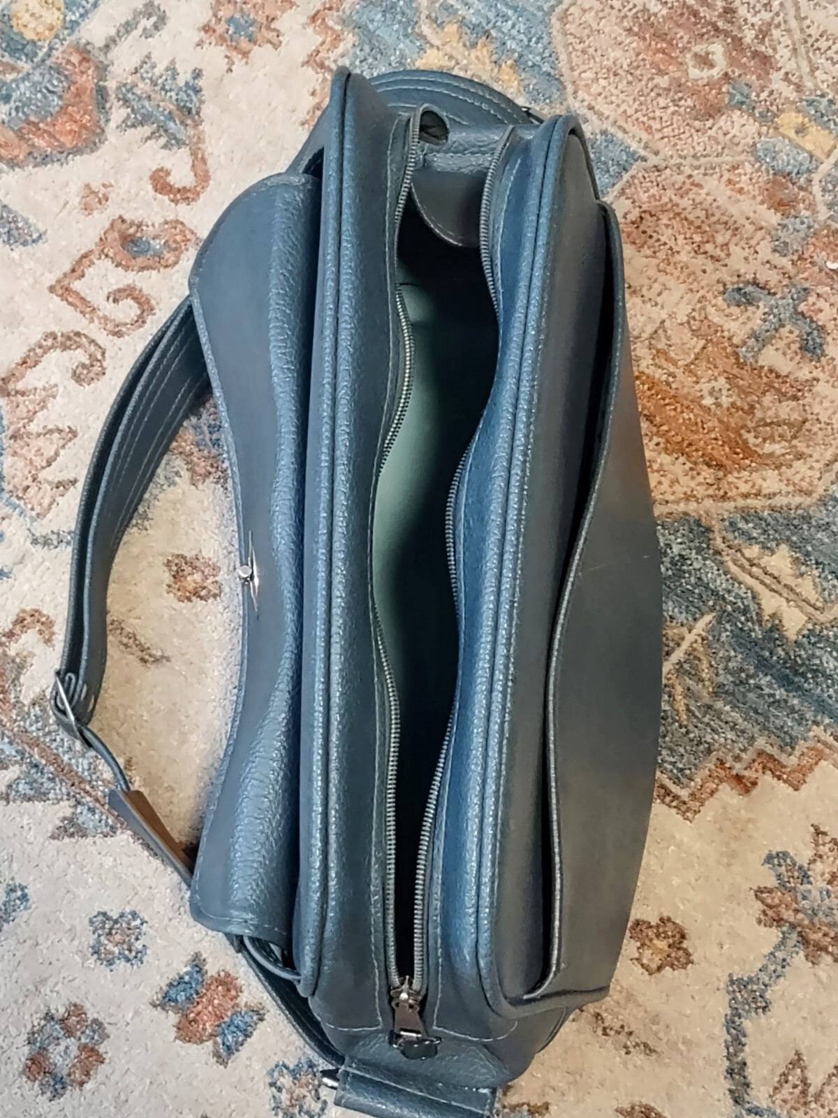 Vintage Overnight Carry-on Bag Samsonite Blue Crossbody Adjustable Strap Vinyl