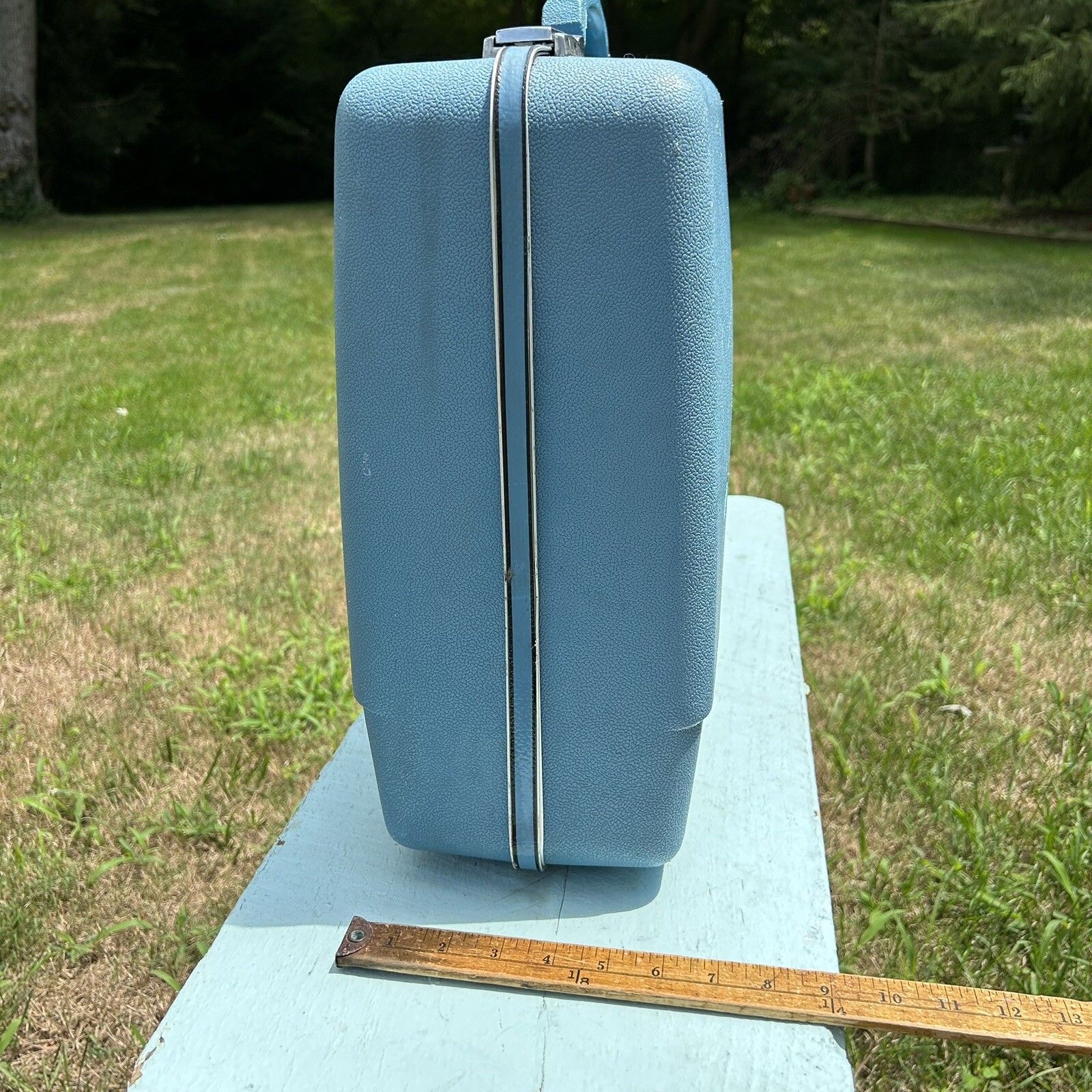 Vintage 60’s 70’s Sears Forecast Light Blue Hard Travel Suitcase