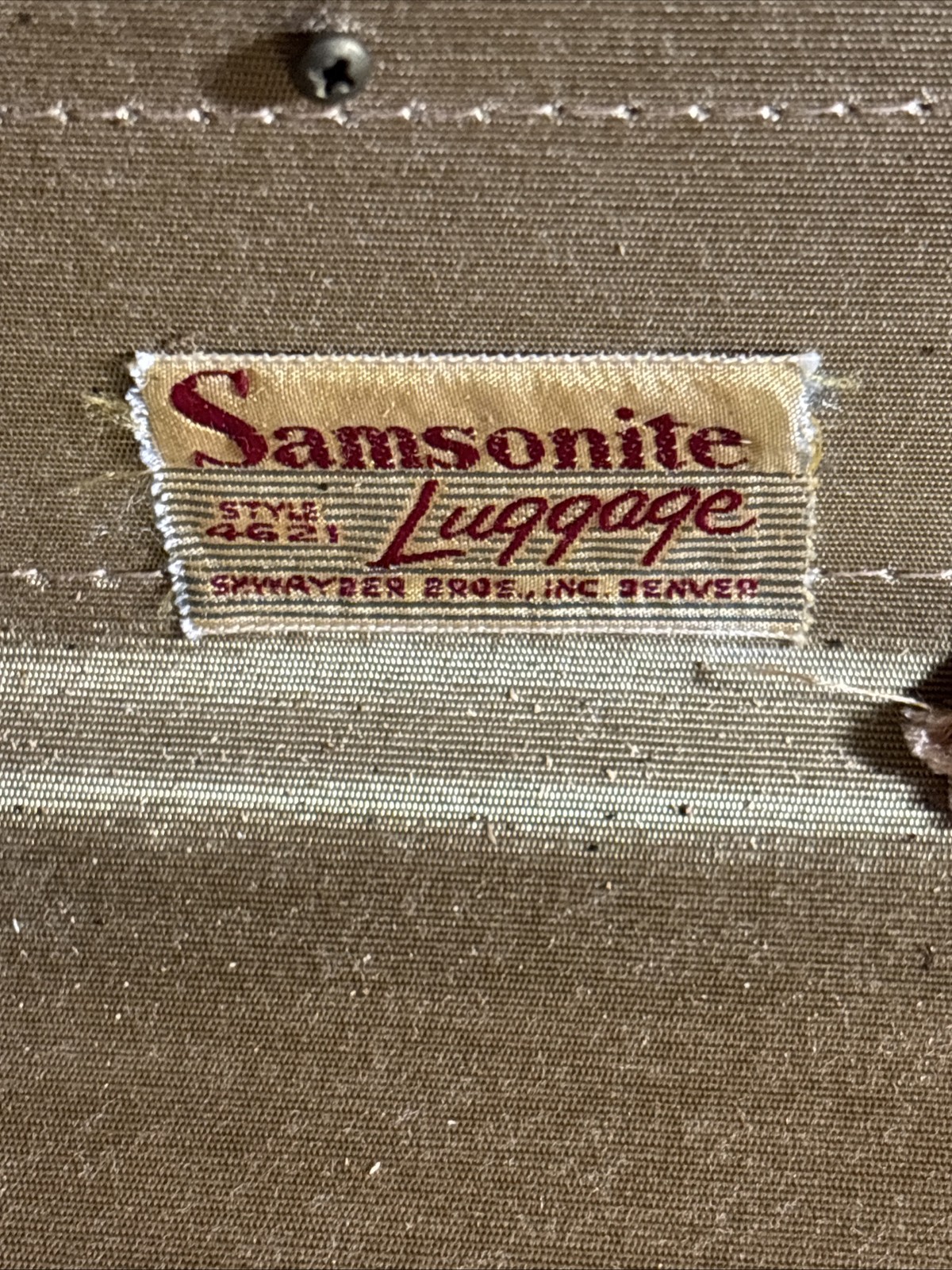 Vintage Samsonite Streamlite Suitcase Brown 1950s Mid-Century Latch Cover Gone