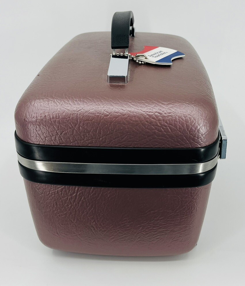 Vintage American Tourister Purple Pearl Cosmetic Makeup Train Case Hard Shell