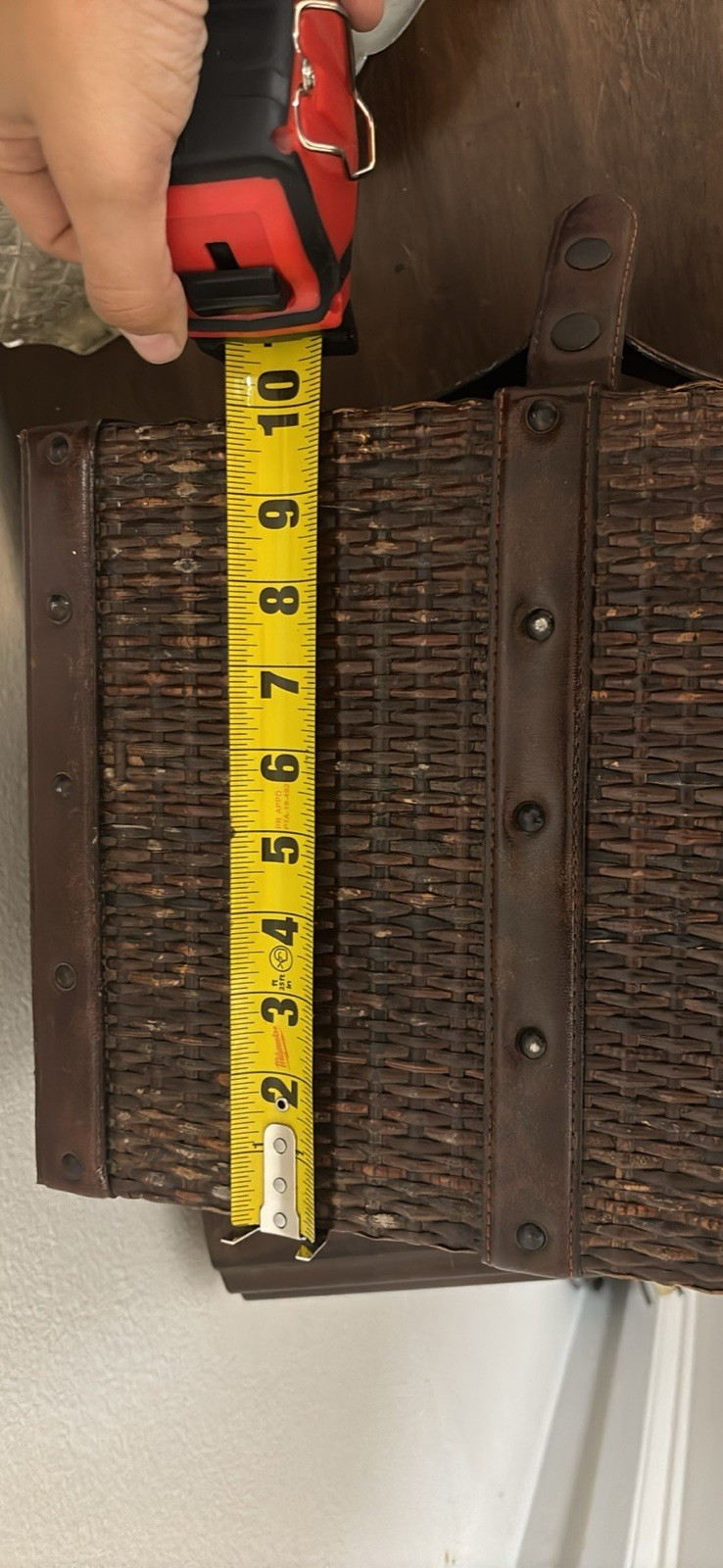 True Vintage Wicker Hard-Sided Suitcase w/ Top Handle, Brown,