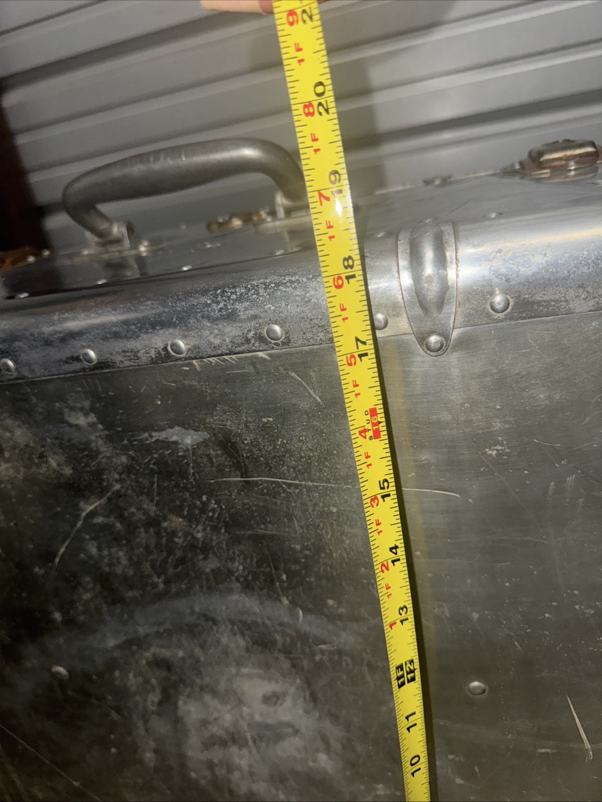 Vintage Art Deco Machine Age Riveted Aluminum Suitcase