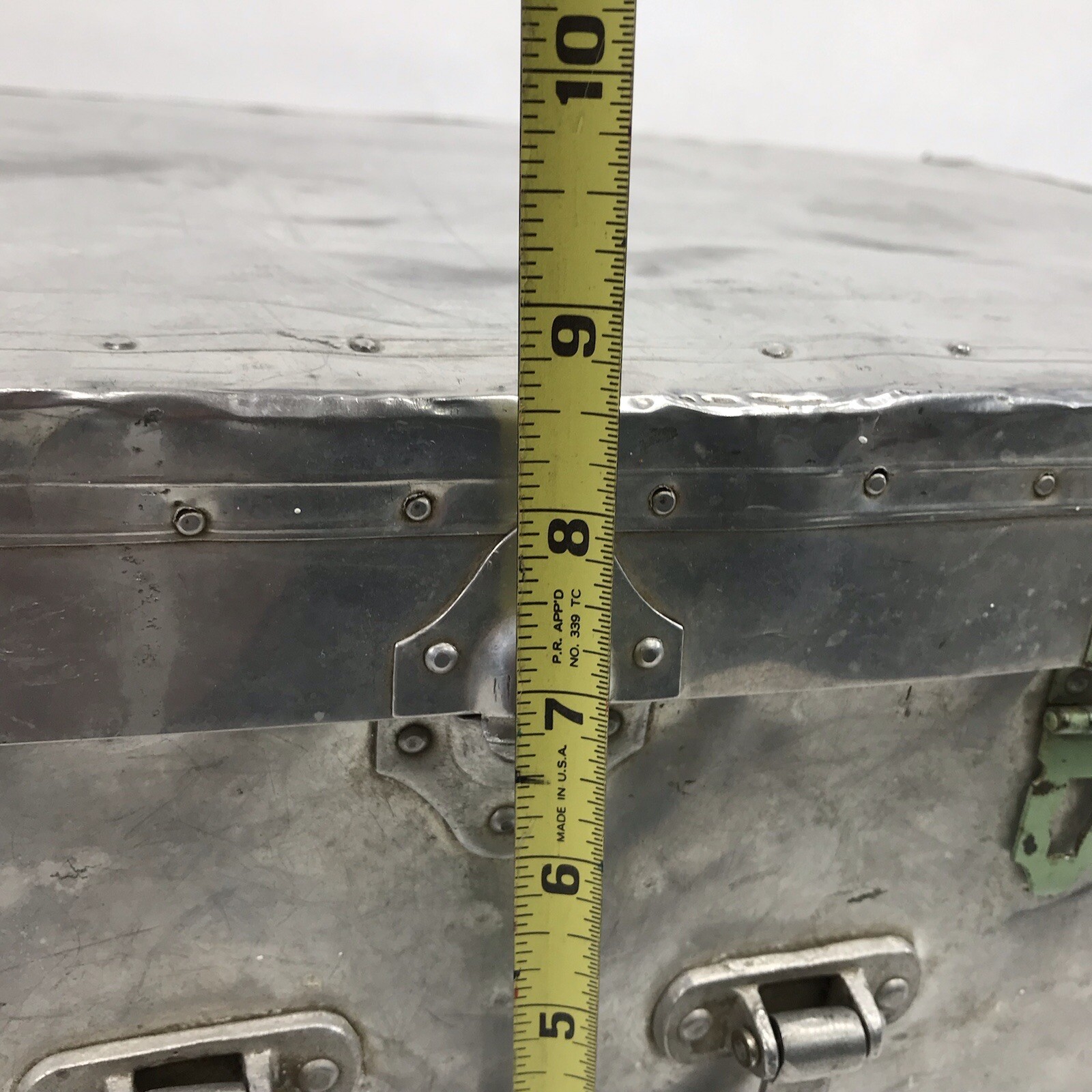Vintage 40s Aluminum Suitcase Aviation Riveted Metal Luggage 26.25”x16”x8.5″