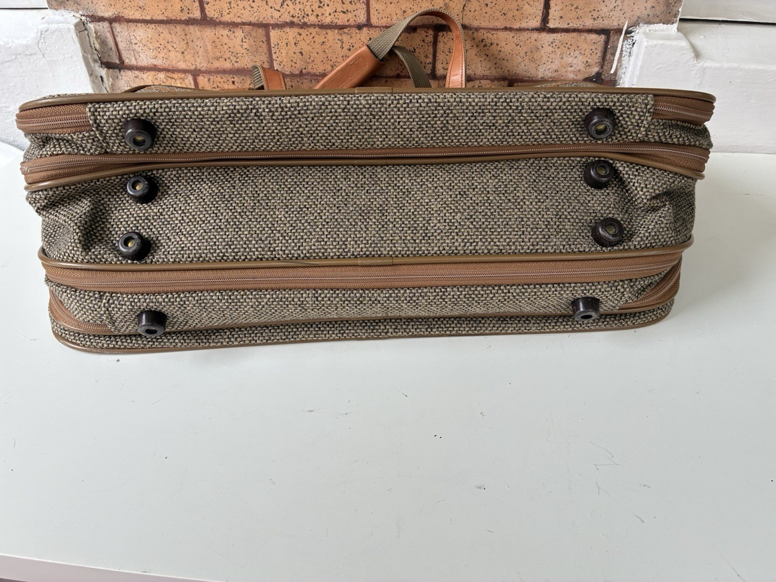 Hartmann MHB~Tweed &Leather 22″ Carry on Luggage Bag Vintage Case Strap Weekende