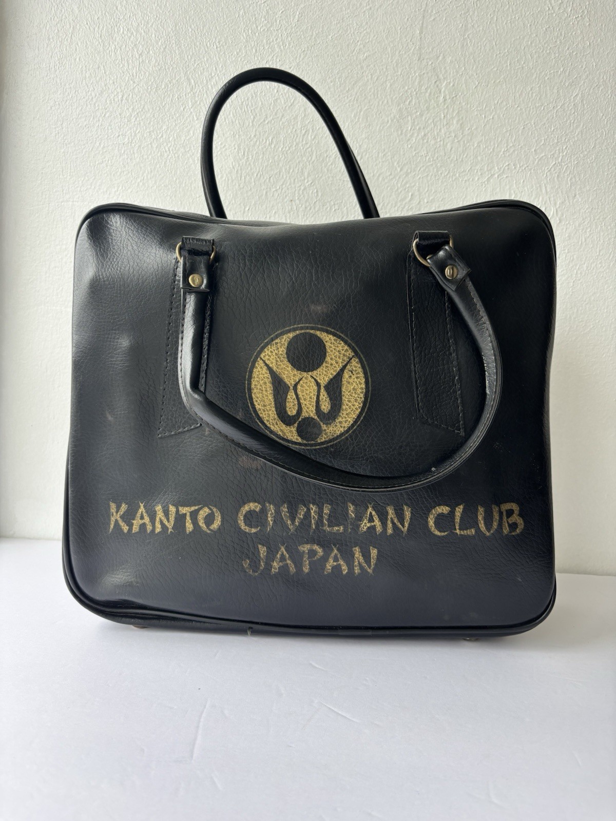 Vintage Black travel bag Tote Purse vinyl Kanto Civilian Club Japan