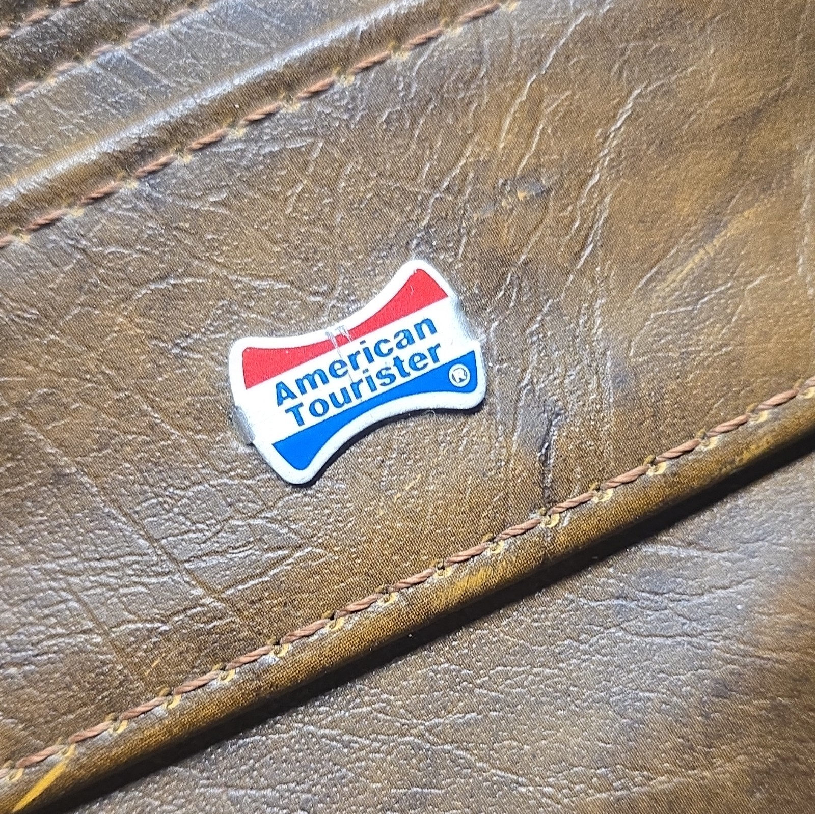 American Tourister Vintage Brown Vinyl Hard Suitcase Locking 1970s