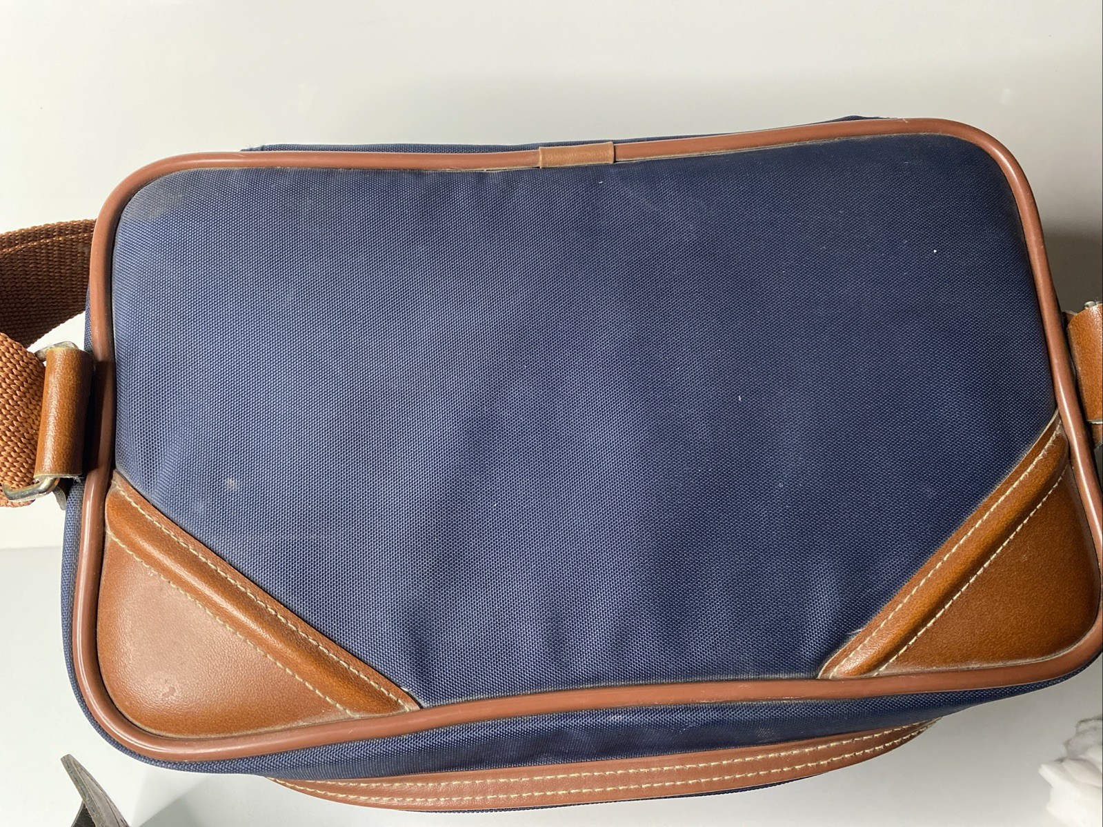 Vintage Jaguar Travel/storage Bag. Navy Blue With Leather Trim