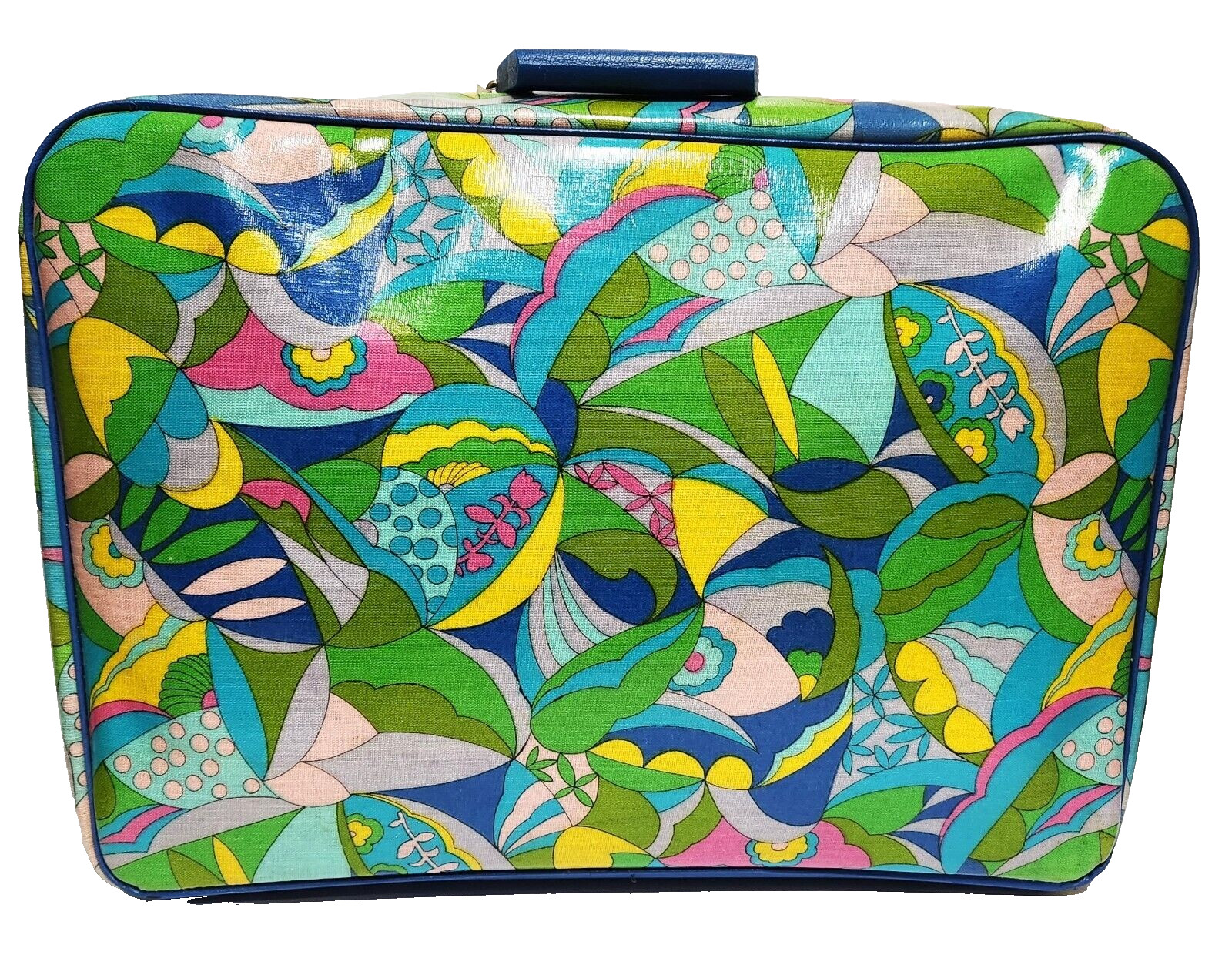 Vintage 1960’s Psychedelic Mod Carry On Suitcase Made In Japan 20″ x 14″ x 6″