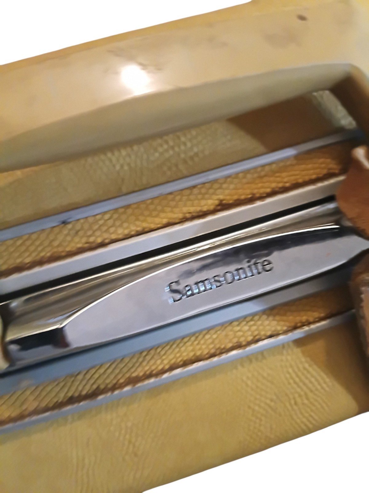 Samsonite 1970s Vintage Yellow Hard Shell Plastic Suitcase w/ Locking Latch