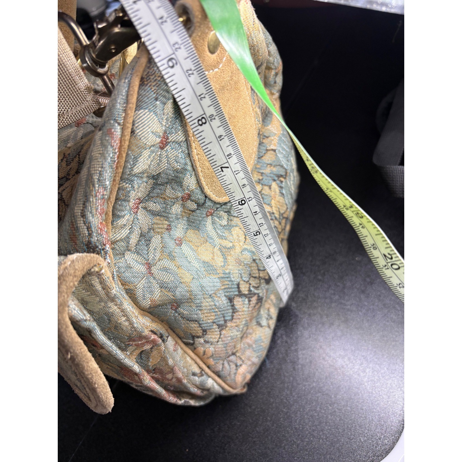 vintage French Luggage Co. Paradise Tapestry bag Suede travel duffle carryon
