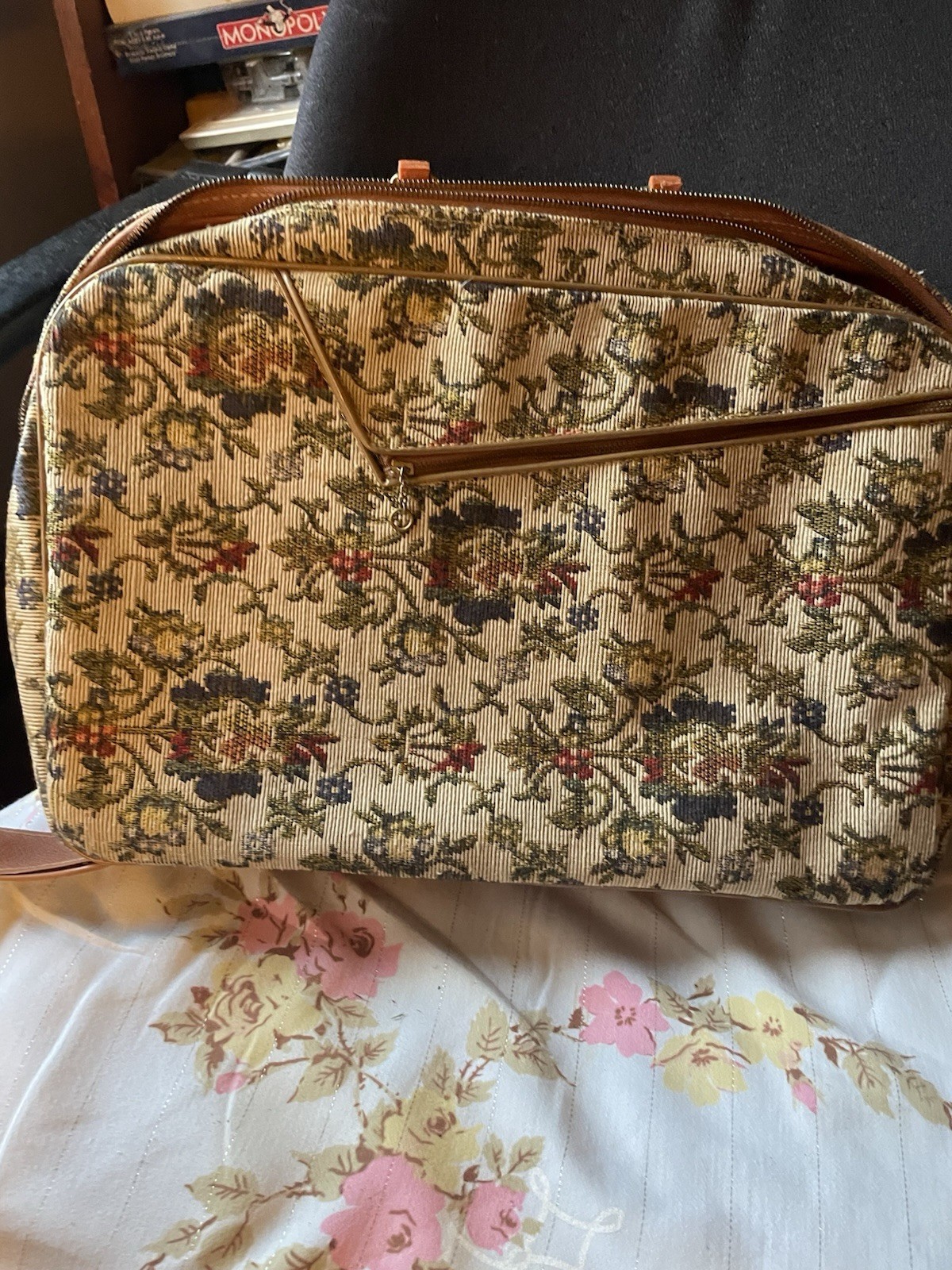 Vintage Retro Small Suitcase Carrying Case Trunk Mid Century Floral