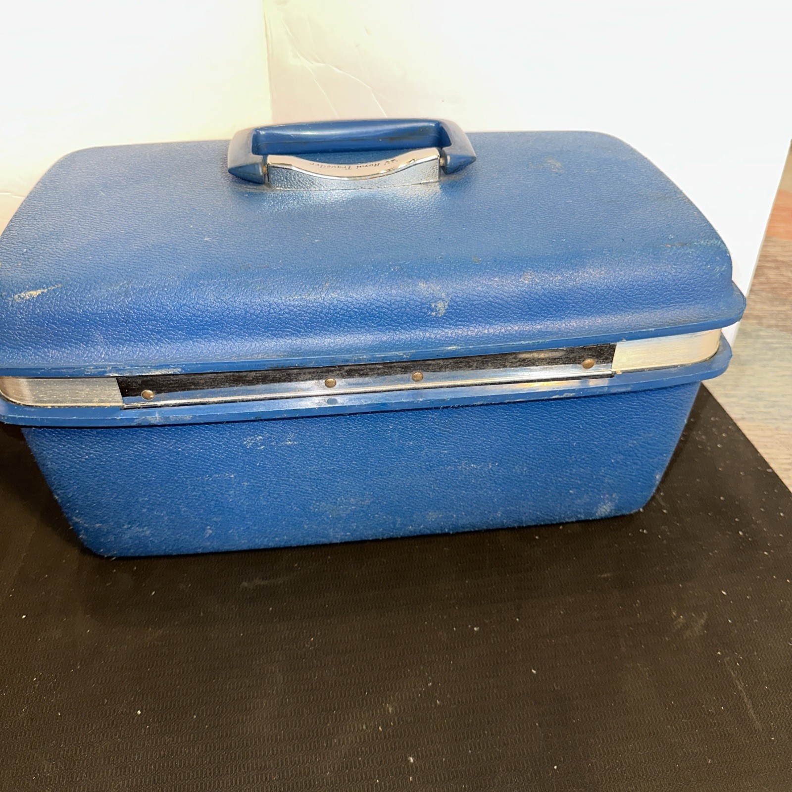 Vtg Blue Samsonite Royal Traveller Montbell Train Cosmetic Case (No Tray No Key)
