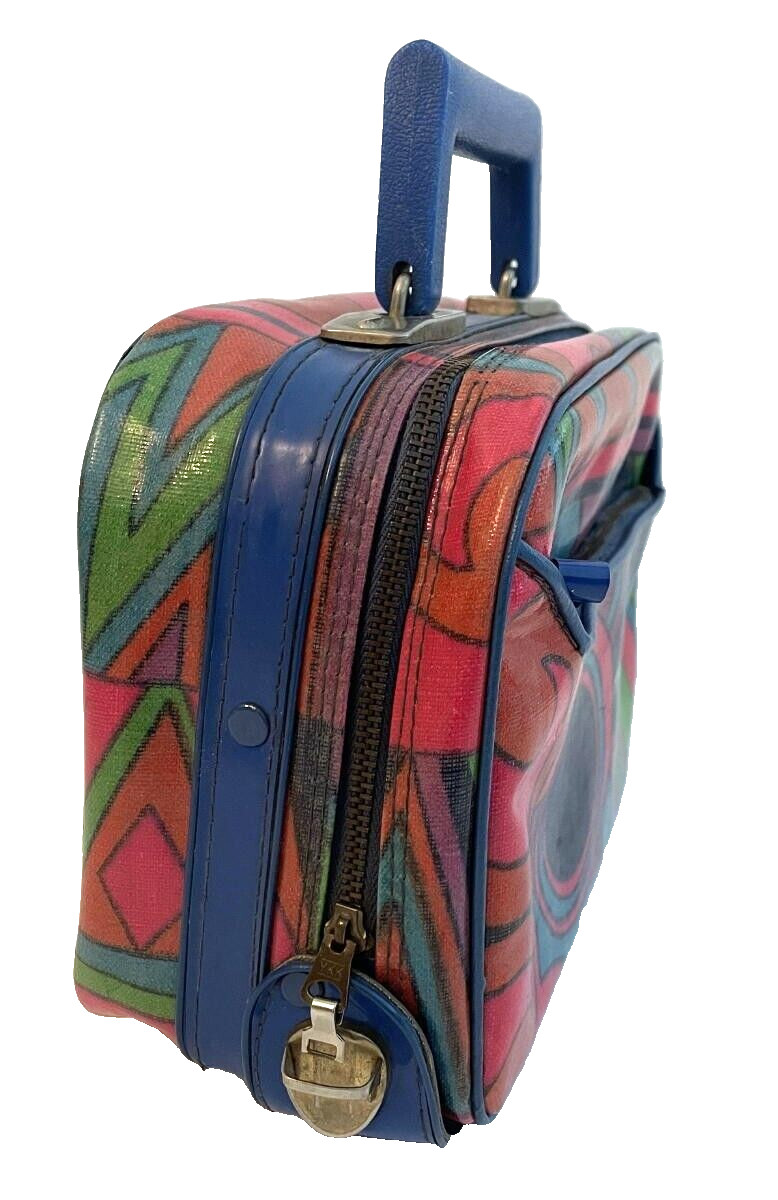 Vintage MOD 1960’s Mini Suitcase Multi Colored Patent