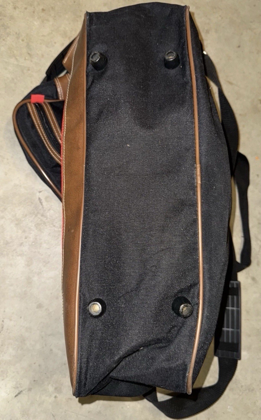 Jaguar Luggage Travel Bag Overnight Weekender Black With Brown Leather. 2 Pcs.