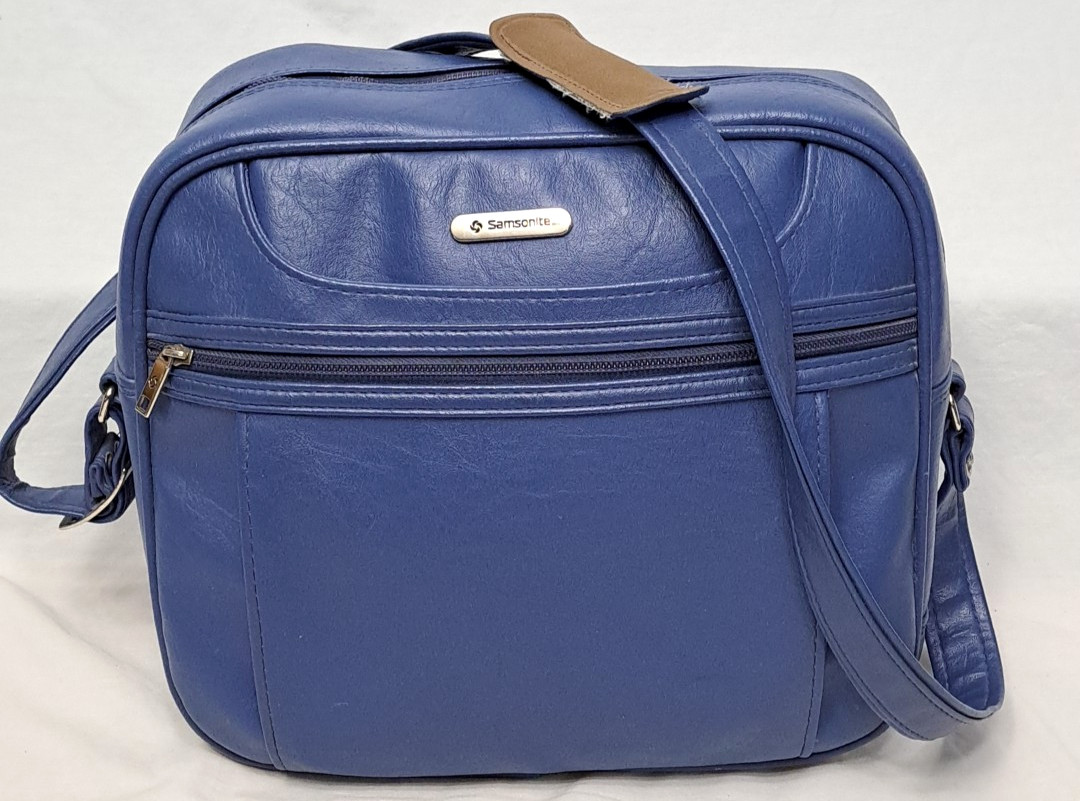 Vintage Samsonite 1970’s Travel Luggage Carry On Shoulder Bag Royal Blue EUC