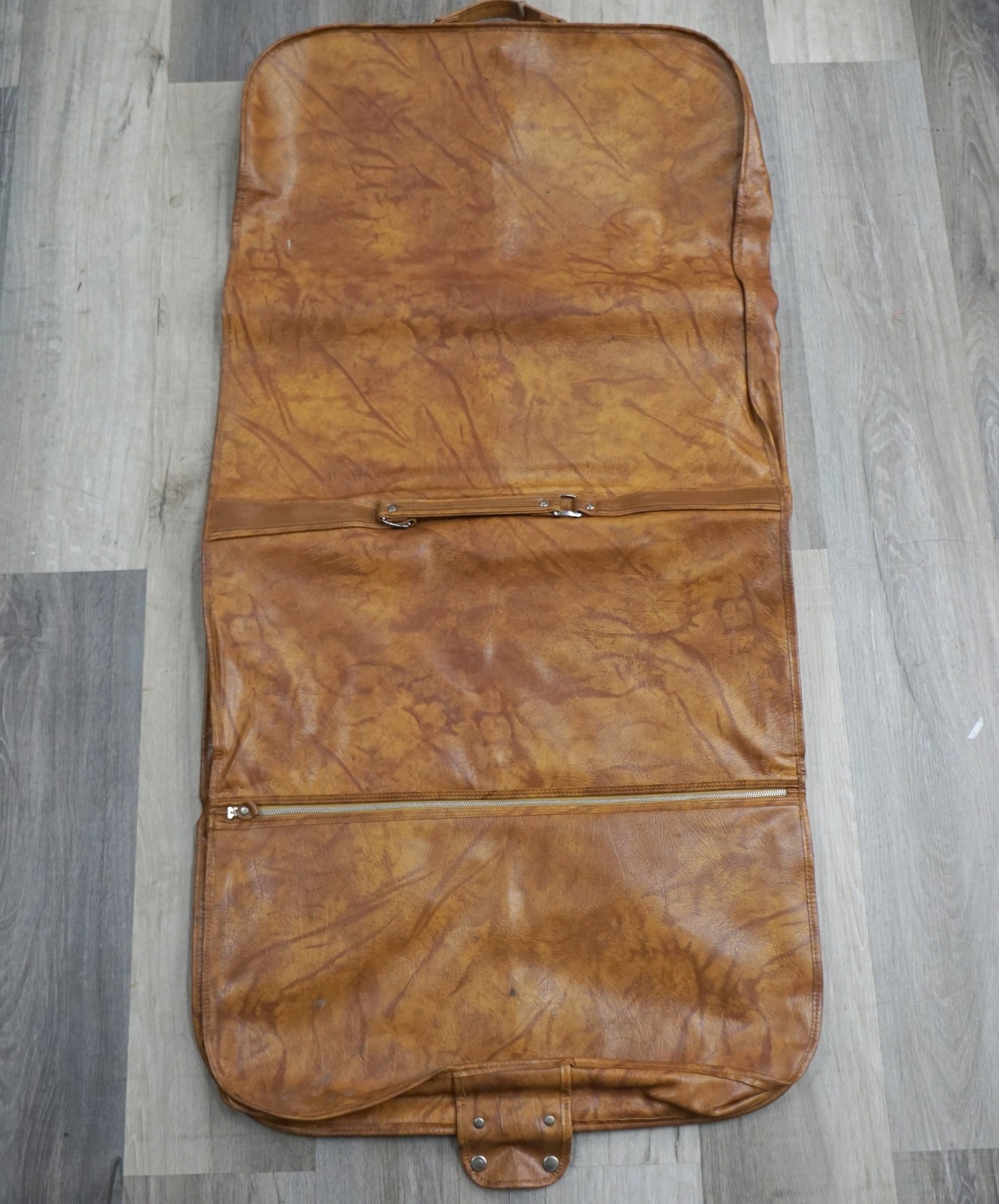 Vintage American Tourister Luggage Garment Suit Bag Faux Leather Brown w/ 2 Keys