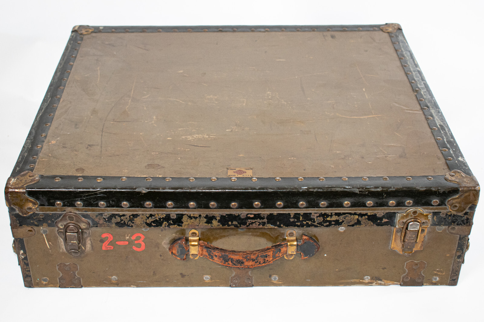 VTG Unique Metal Lined Trunk Case w Hinged Front Panel – Military/Civil Defense?